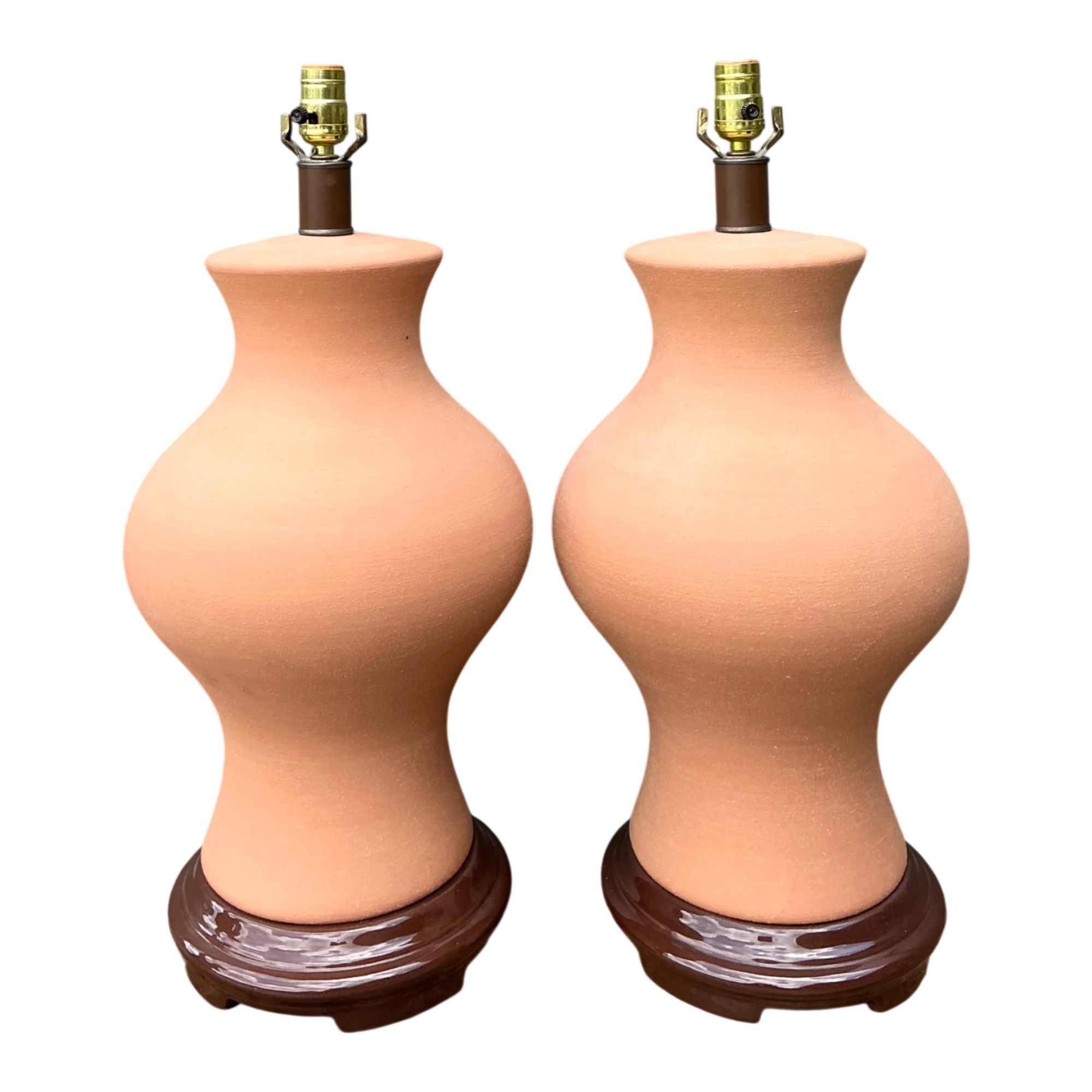 Vintage Terracotta Table Lamps - Pair - Detail view