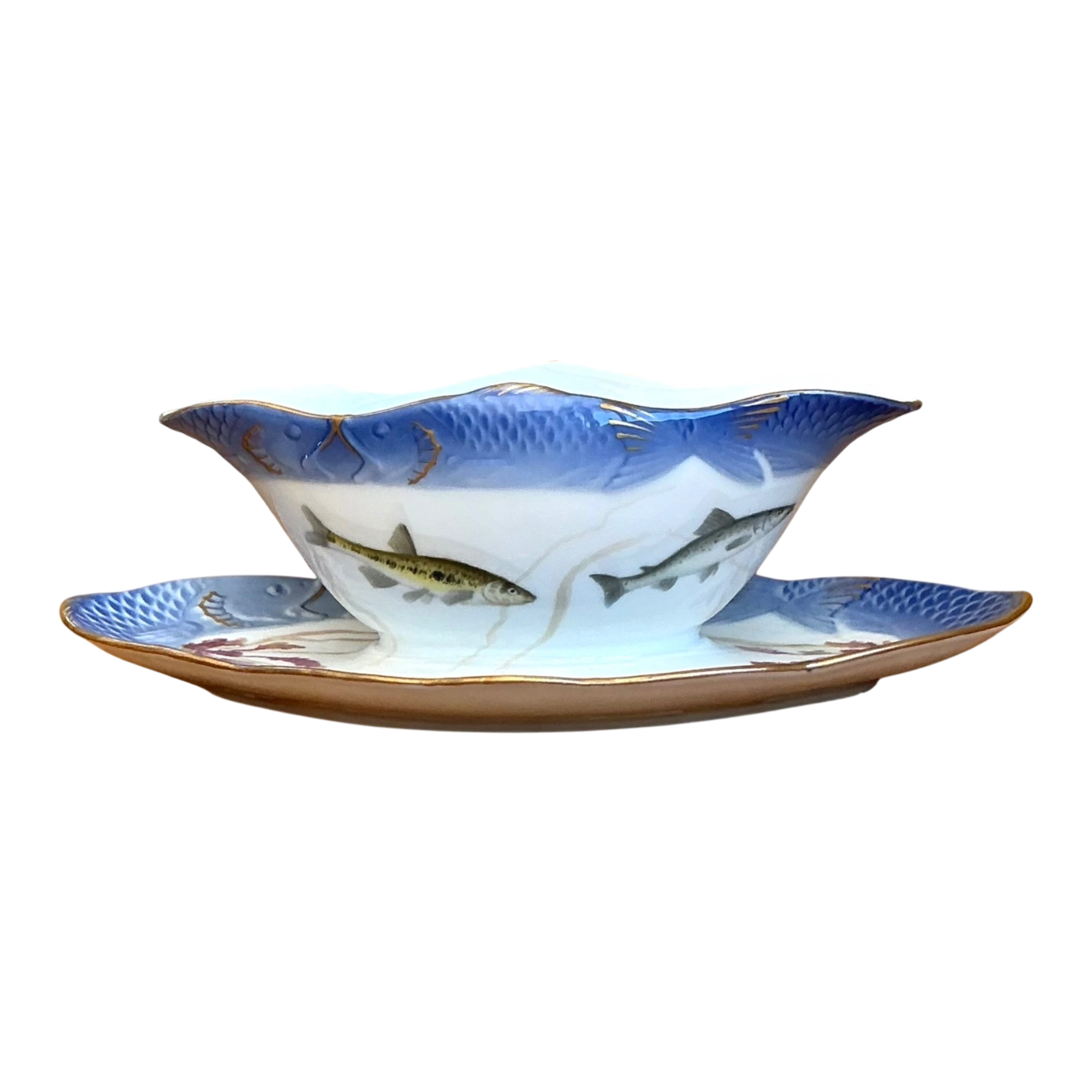 Vintage Royal Copenhagen Ichthyological Porcelain Gravy Bowl - Detail view