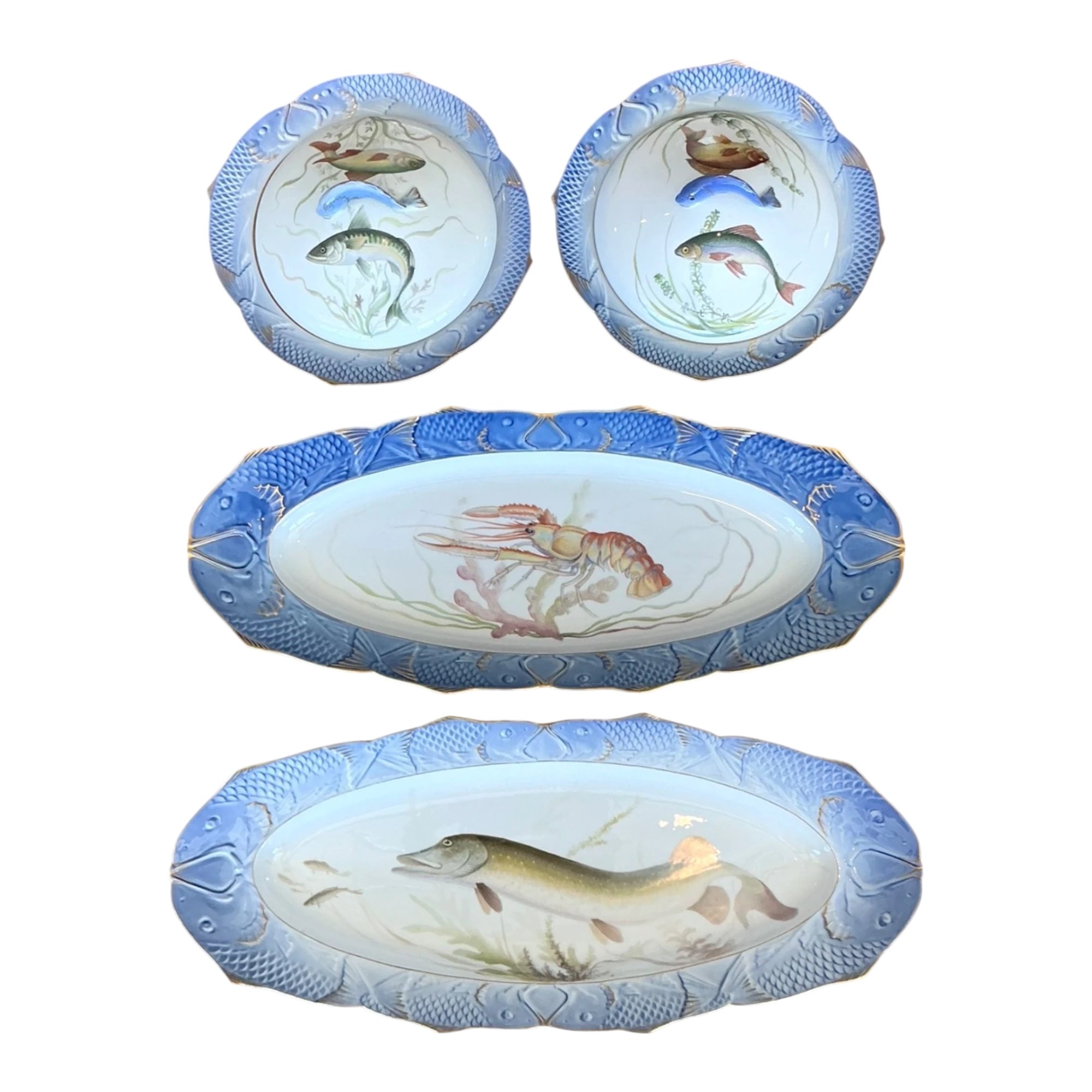 Vintage Royal Copenhagen Ichthyological Porcelain Serving Pieces - Set Of 4 - Detail view