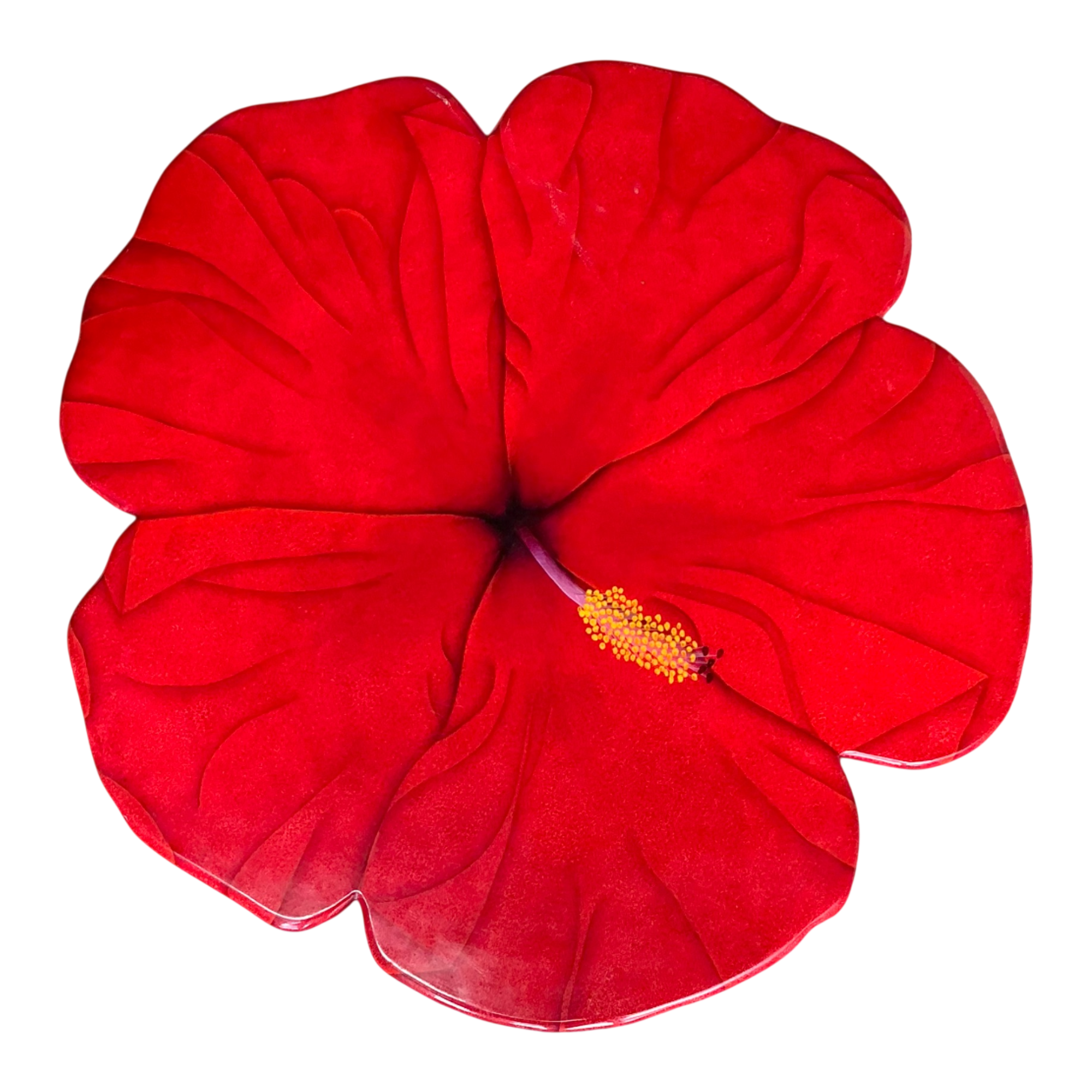 Vintage Red Hibiscus Flower Lazy Susan - Detail view