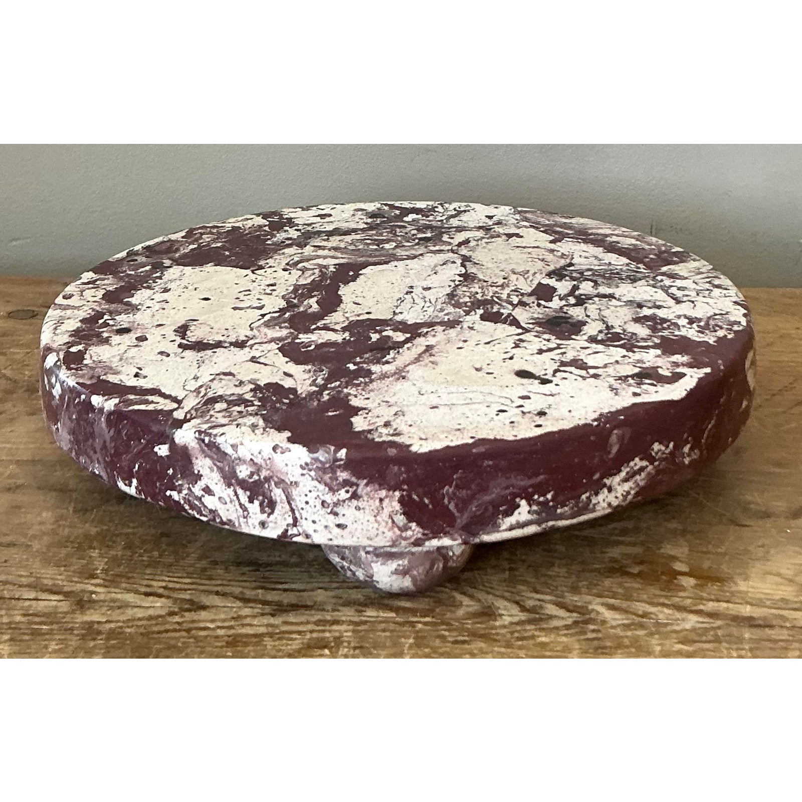 Boho Artisan Pigmented Plaster Scagliola Plinth - Synthetic, 11.75W x 2.5H - Side view