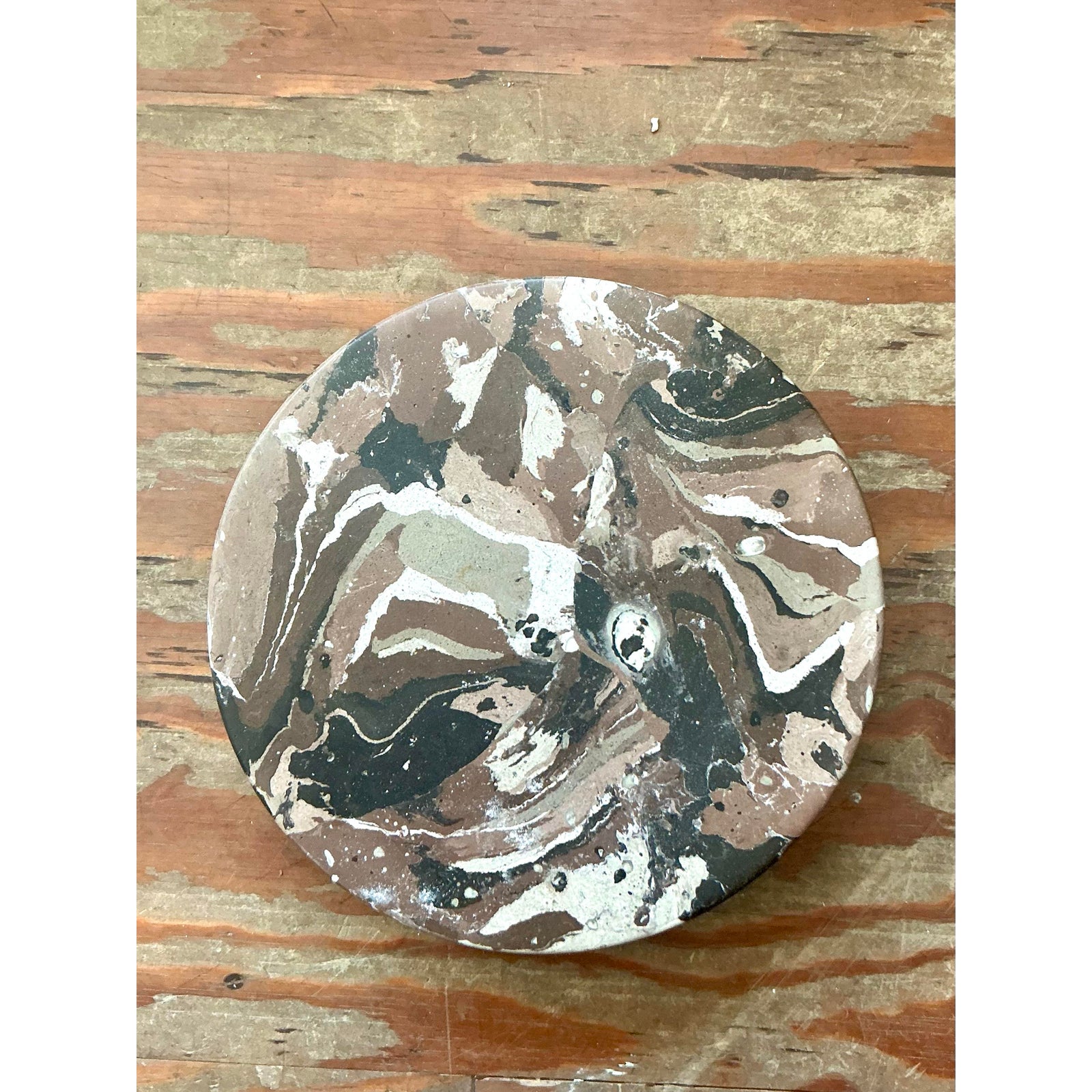 Boho Artisan Pigmented Plaster Scagliola Plinth - Synthetic, 11.75W x 2.25H - Detail view