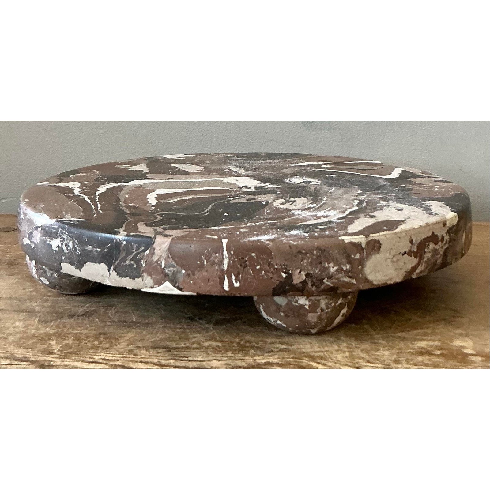 Boho Artisan Pigmented Plaster Scagliola Plinth - Synthetic, 11.75W x 2.25H - Back view