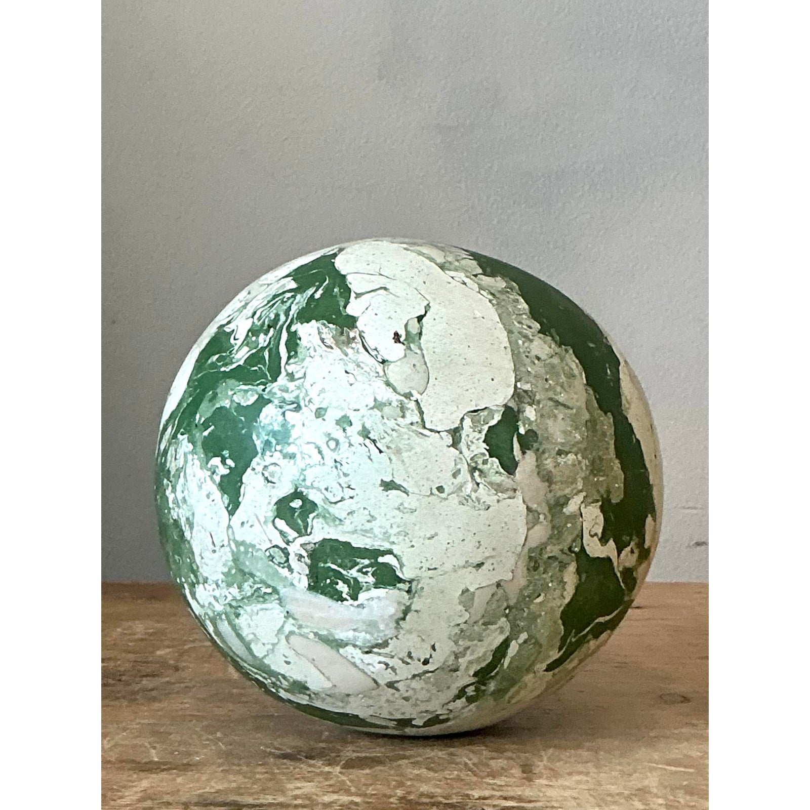 Boho Artisanal Pigmented Plaster Scagliola Sphere - Detail view