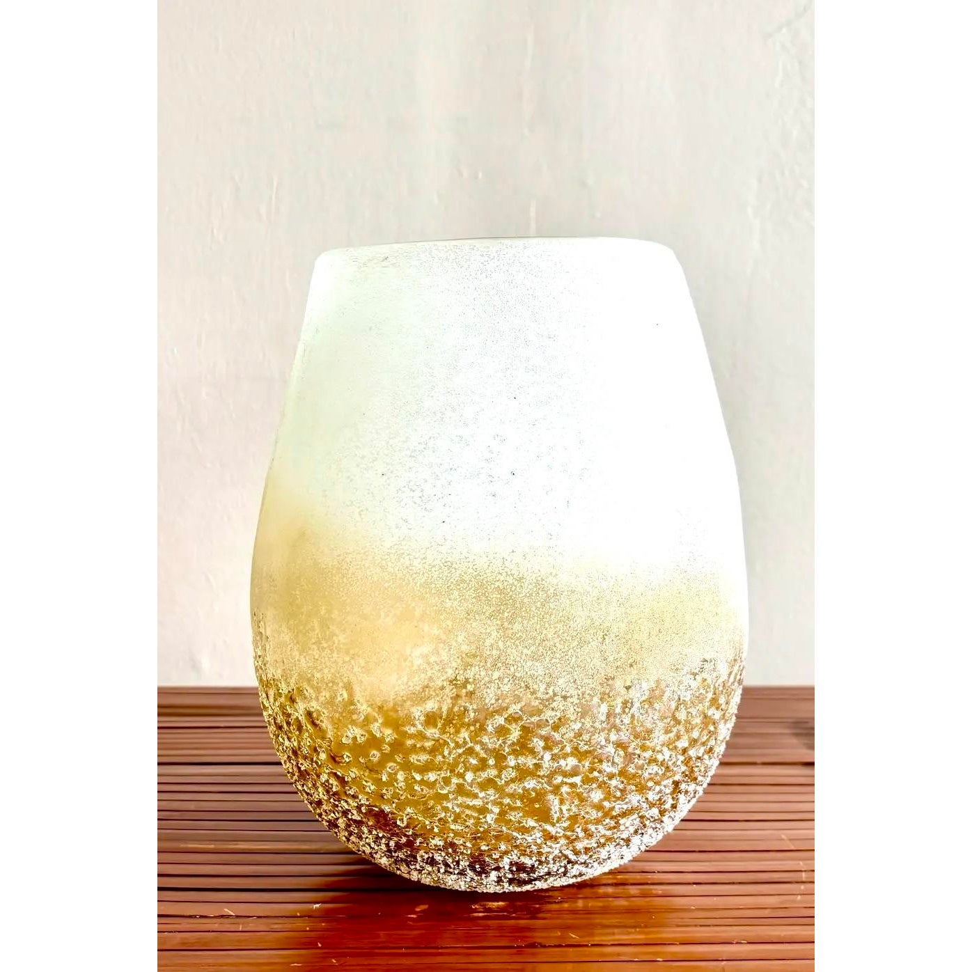 Boho Hand-Blown Art Glass Vase - Side view