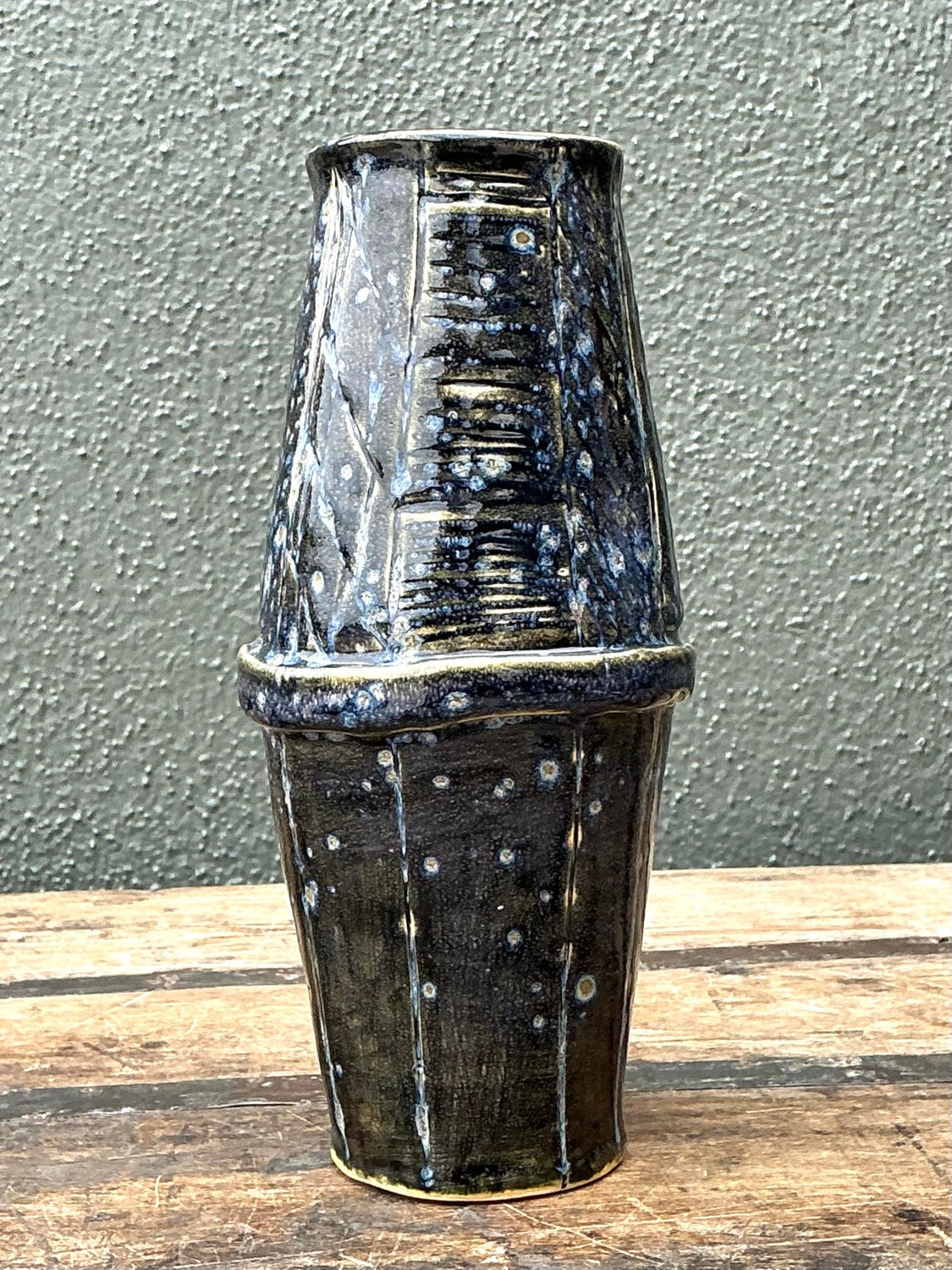 Vintage Original Studio Pottery Vase - Pottery, 3.5W x 8H - Detail view