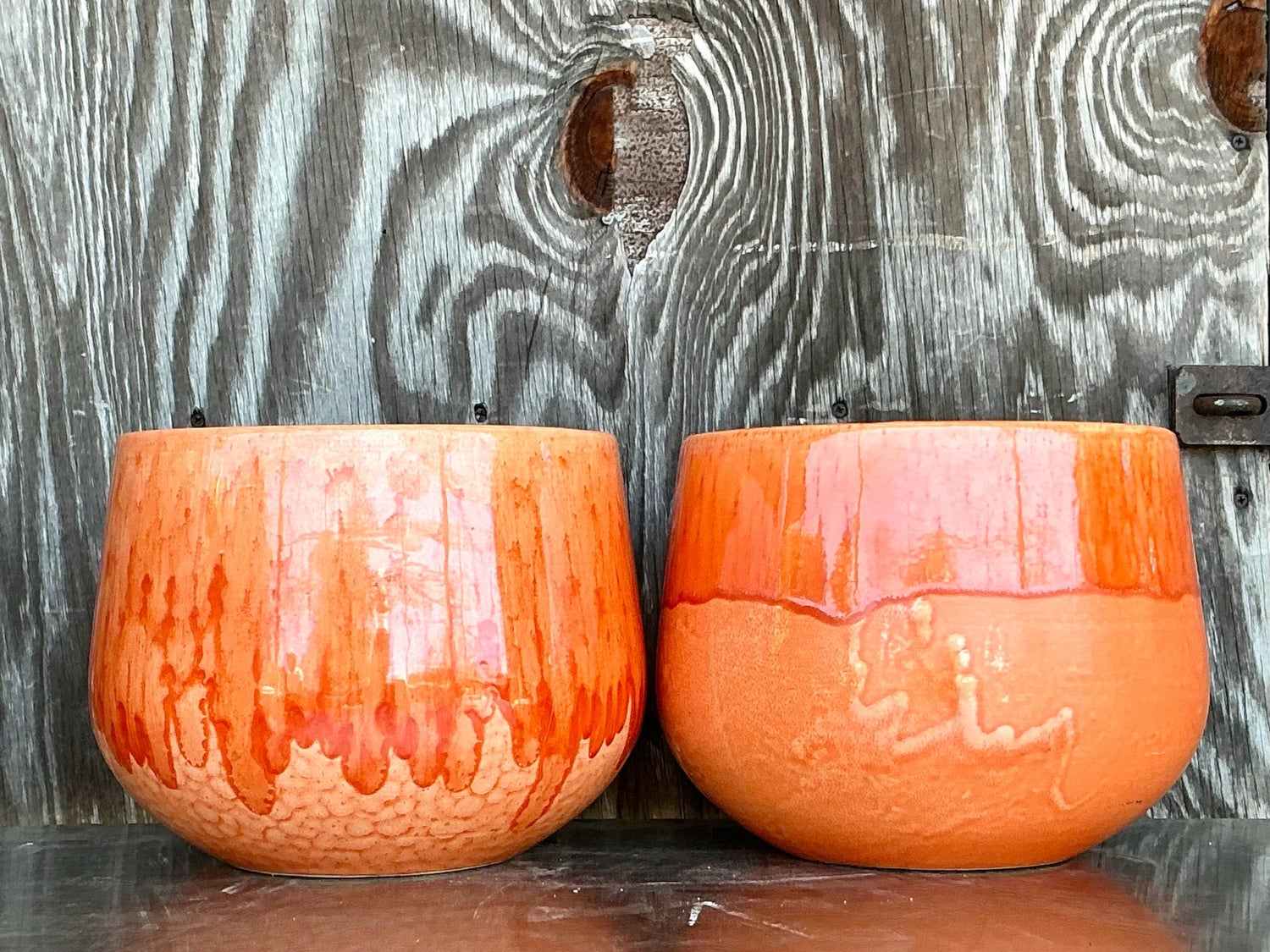 Vintage Boho Glazed Ceramic Bowls - Set of 2 - Detail view