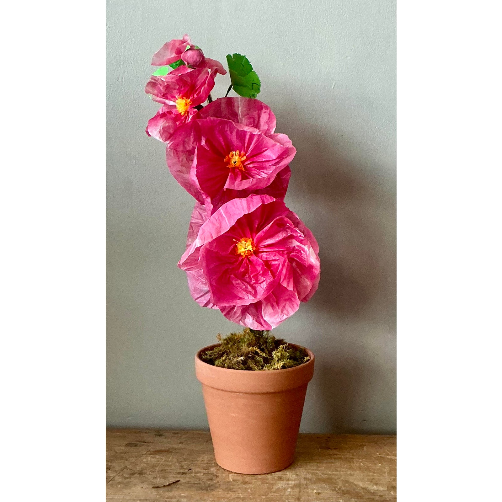 Contemporary Hand Rolled Paper Flowers - Terracotta, 6.5W x 20.5H - Detail view