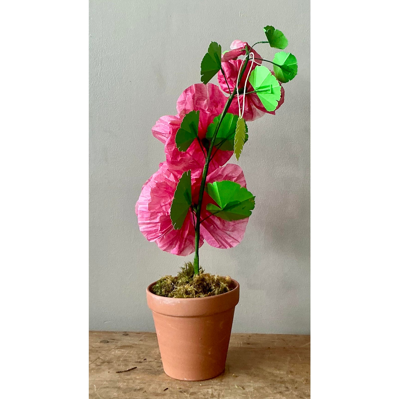 Contemporary Hand Rolled Paper Flowers - Terracotta, 6.5W x 20.5H - Back view