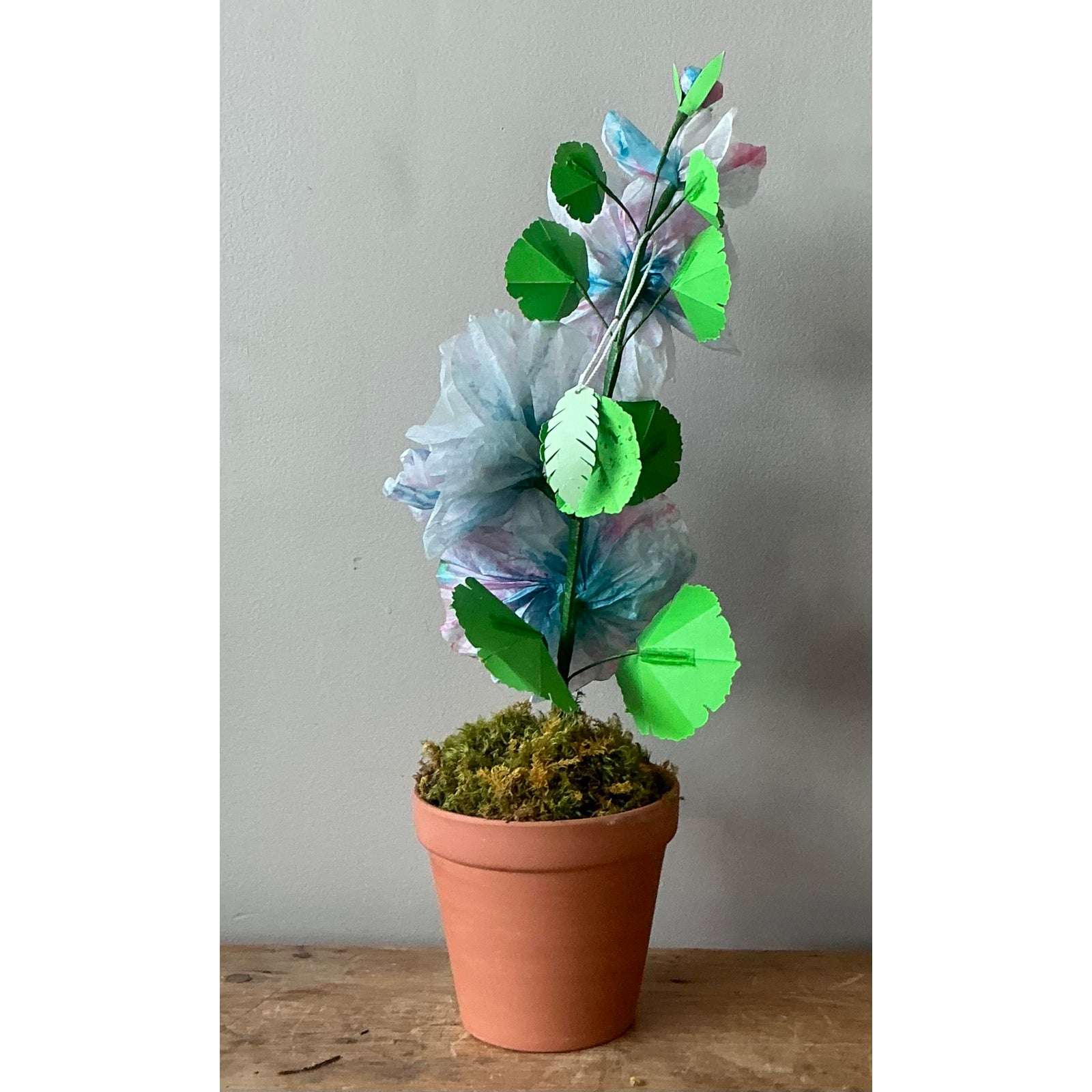 Contemporary Hand Rolled Paper Flowers - Terracotta, 6.5W x 20.5H - Side view
