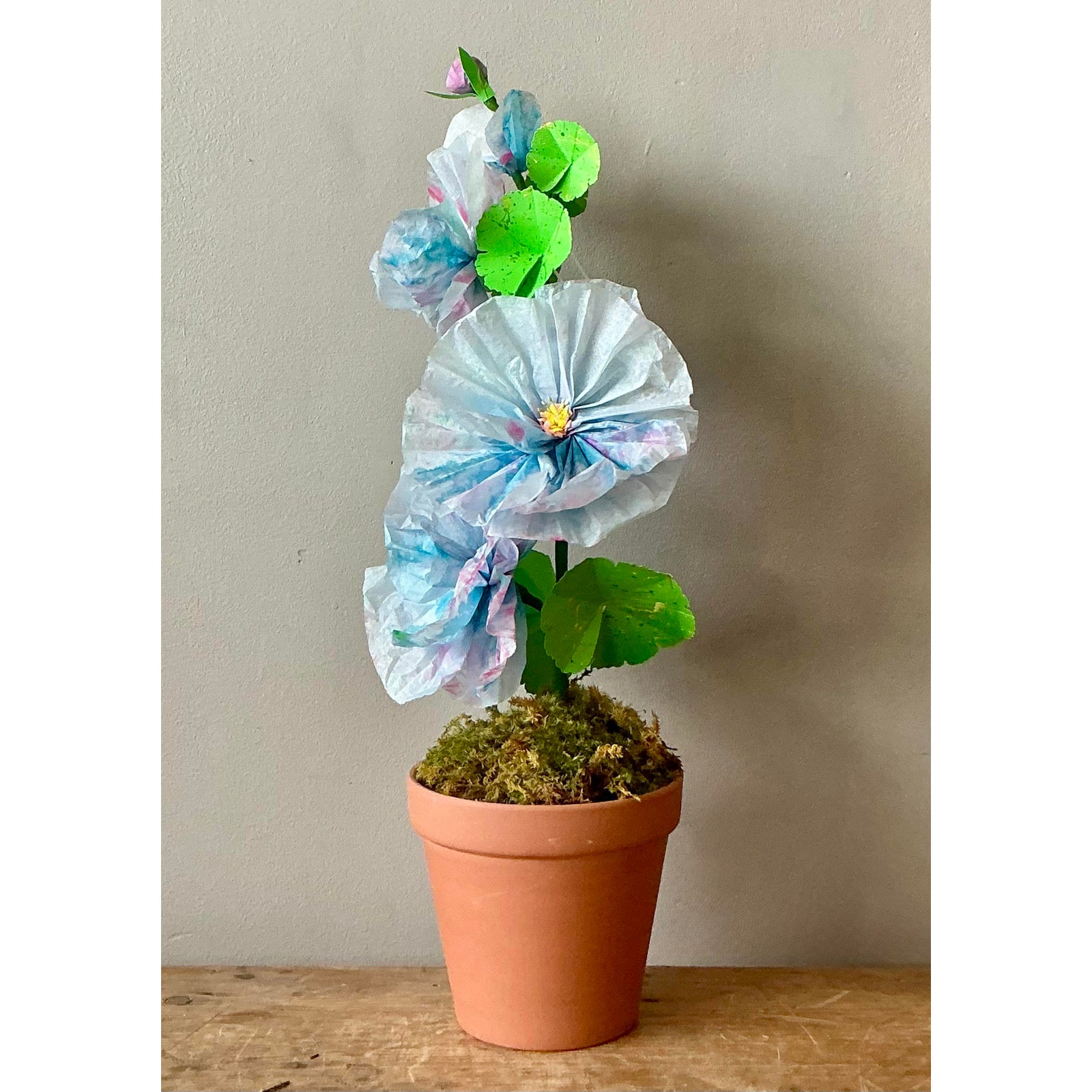 Contemporary Hand Rolled Paper Flowers - Terracotta, 6.5W x 20.5H - Detail view