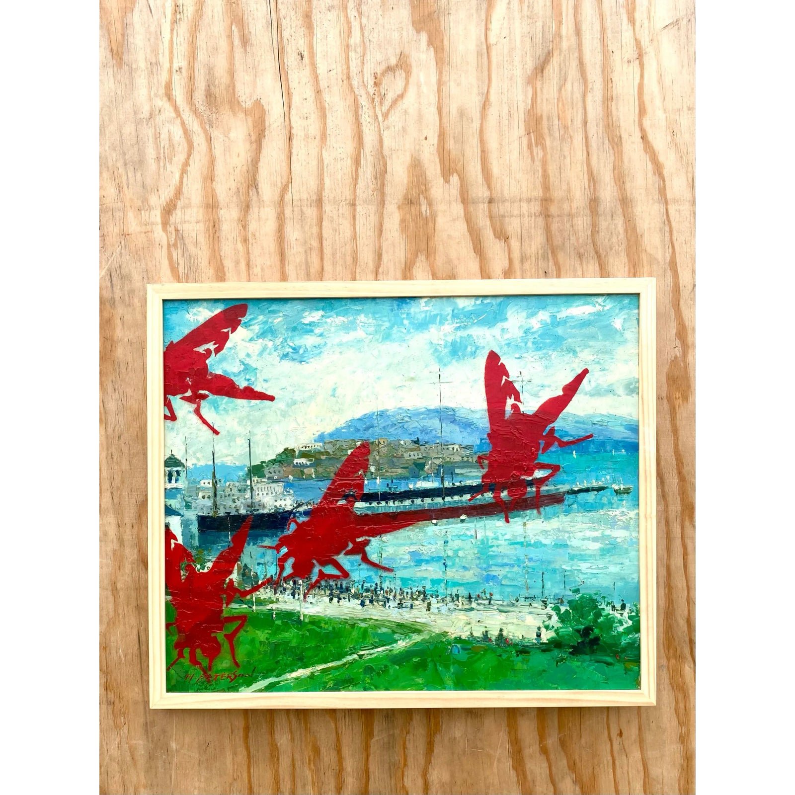 Contemporary Original Oil Painting Collaboration of Two Artists - Side view