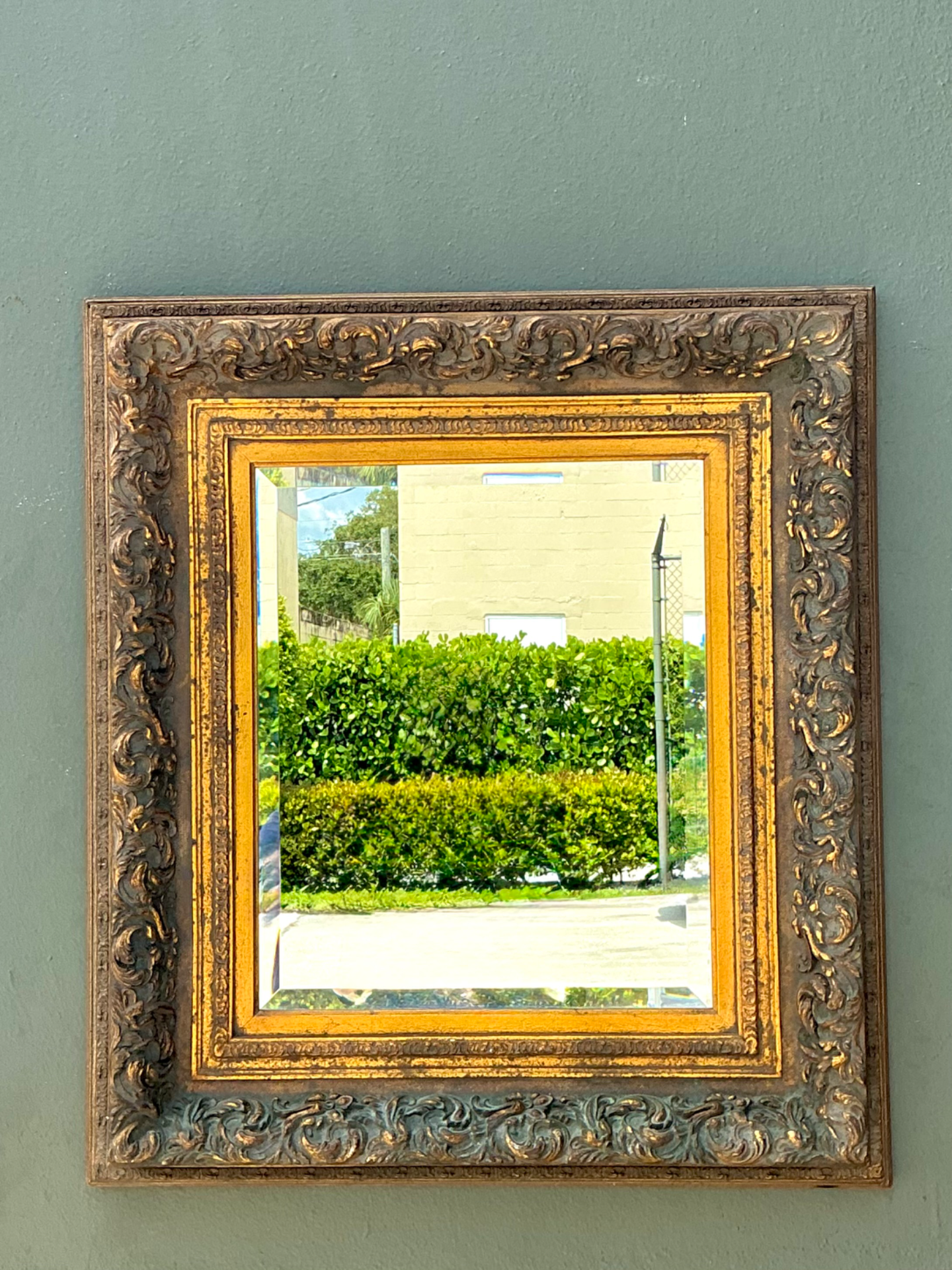 Vintage Ornate Gold and Wood Frame Mirror - Back view