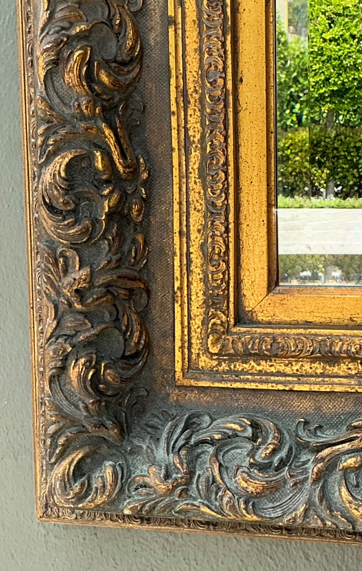 Vintage Ornate Gold and Wood Frame Mirror - Side view