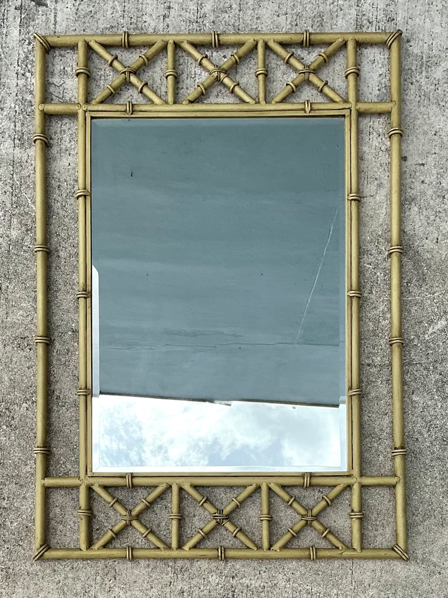 Vintage Faux Bamboo Rectangular Wall Mirror - Detail view