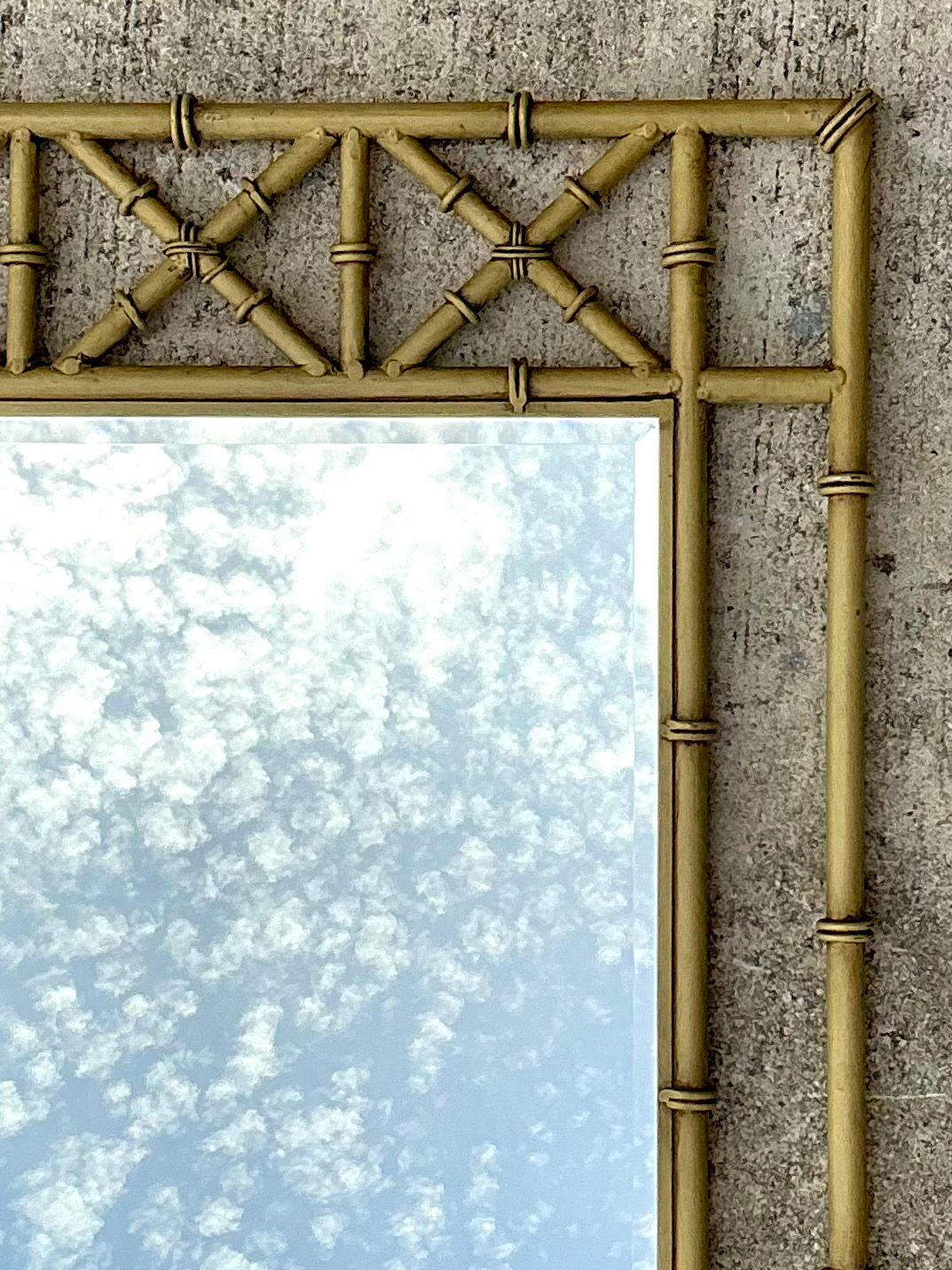 Vintage Faux Bamboo Rectangular Wall Mirror - Back view