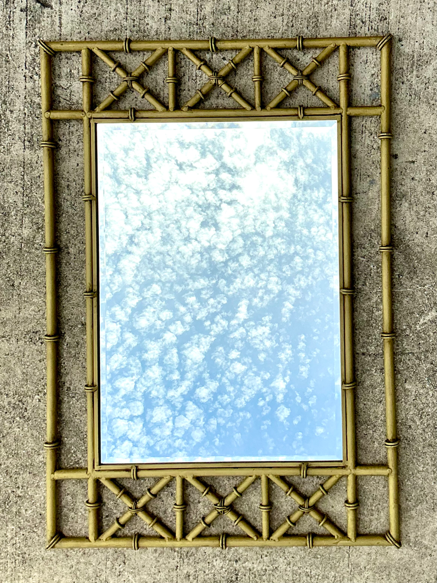 Vintage Faux Bamboo Rectangular Wall Mirror - Top view
