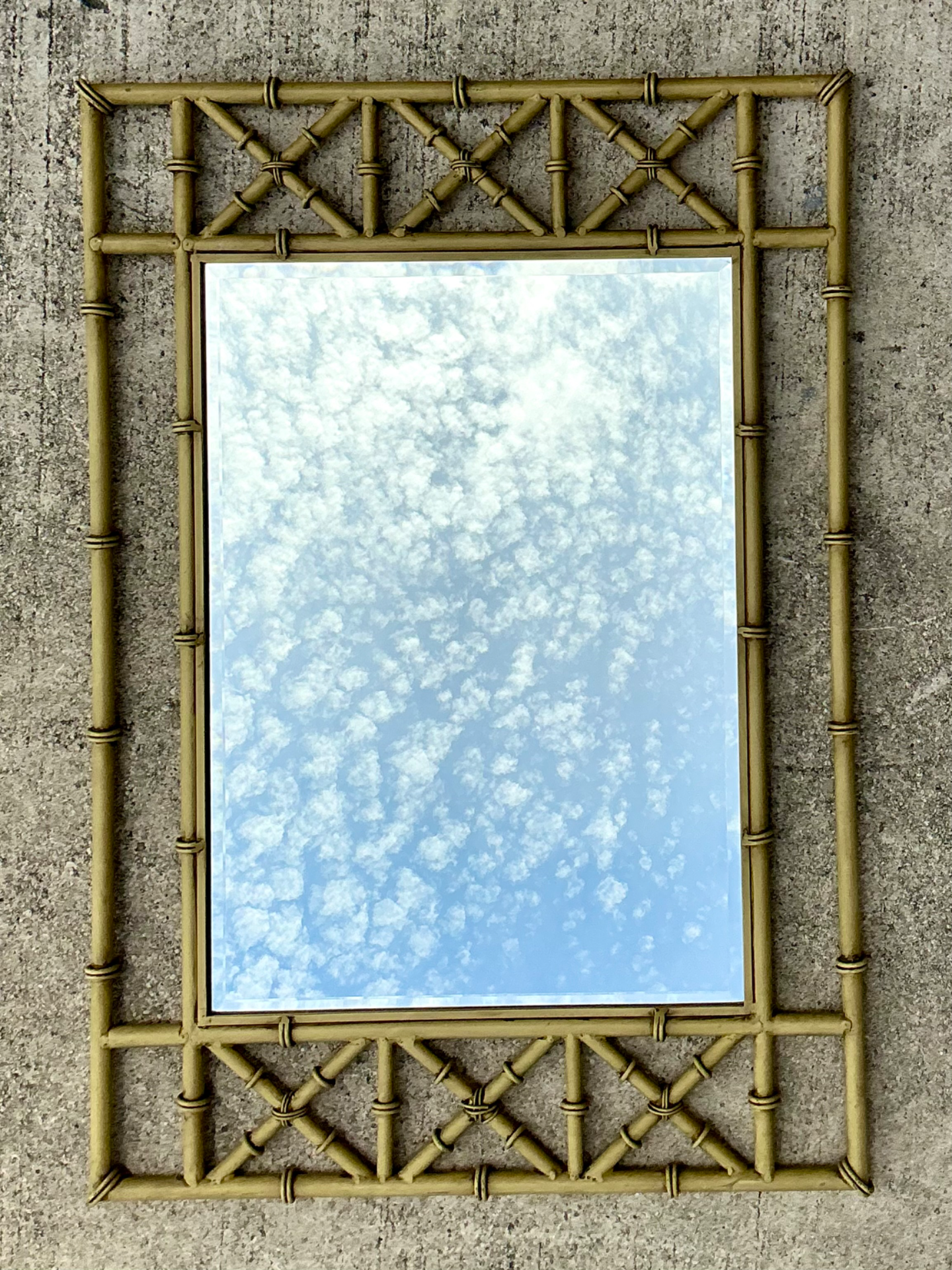 Vintage Faux Bamboo Rectangular Wall Mirror - Side view