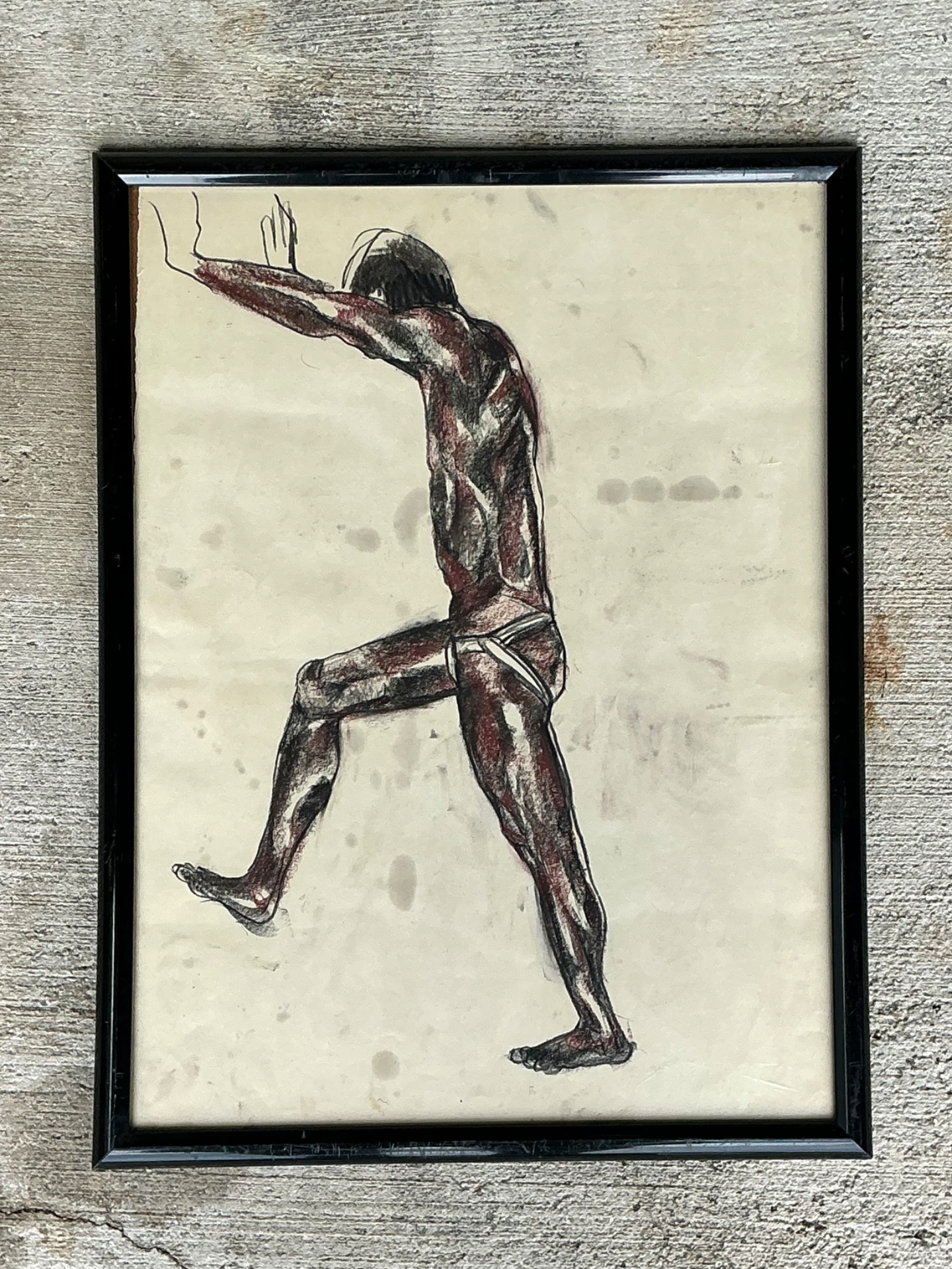 Framed Figurative Drawing on Paper - Top view