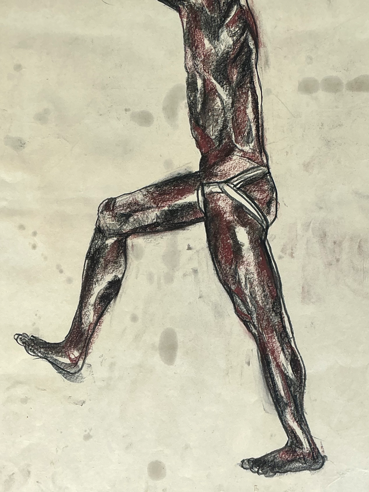 Framed Figurative Drawing on Paper - Back view