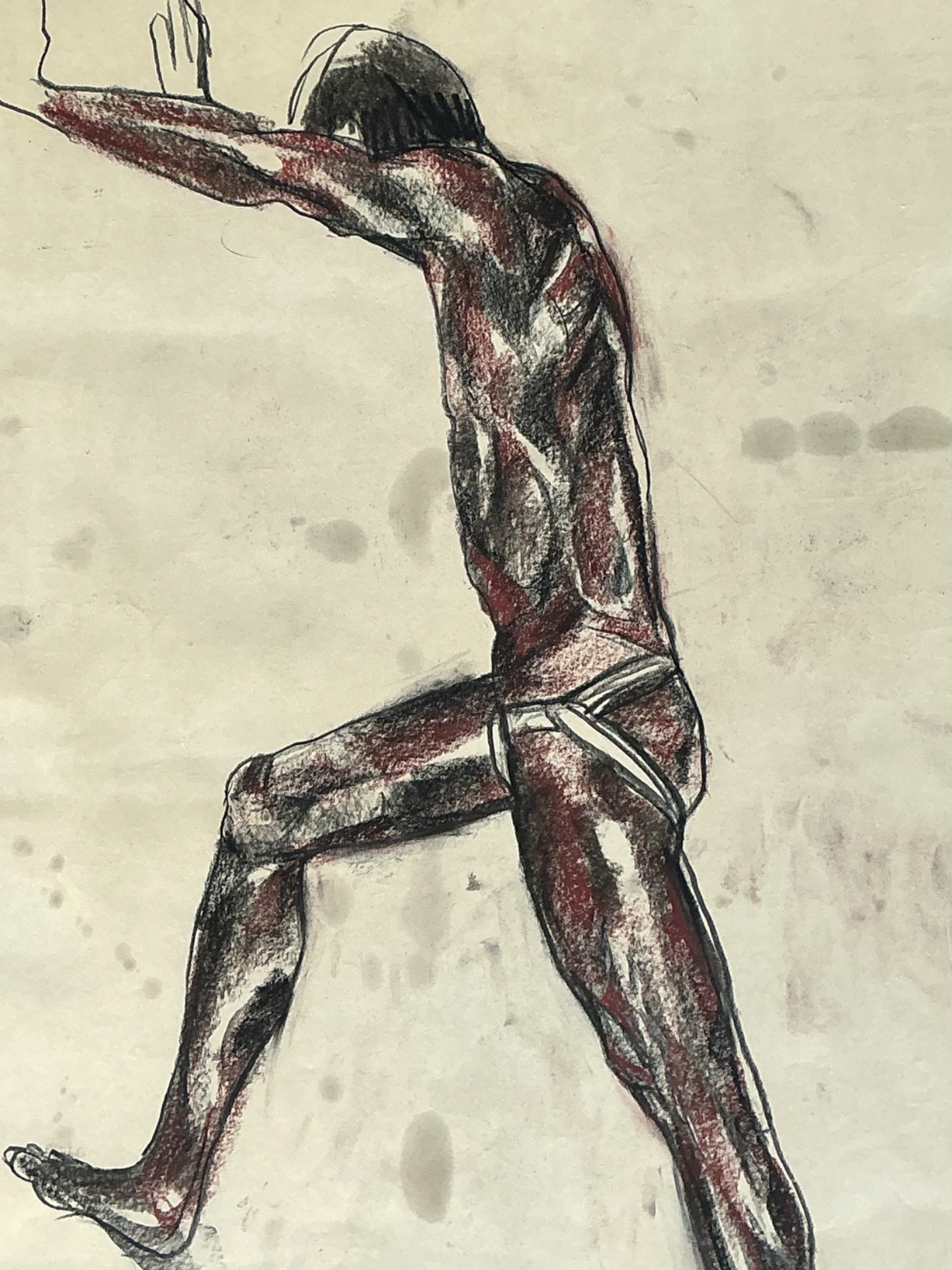 Framed Figurative Drawing on Paper - Detail view