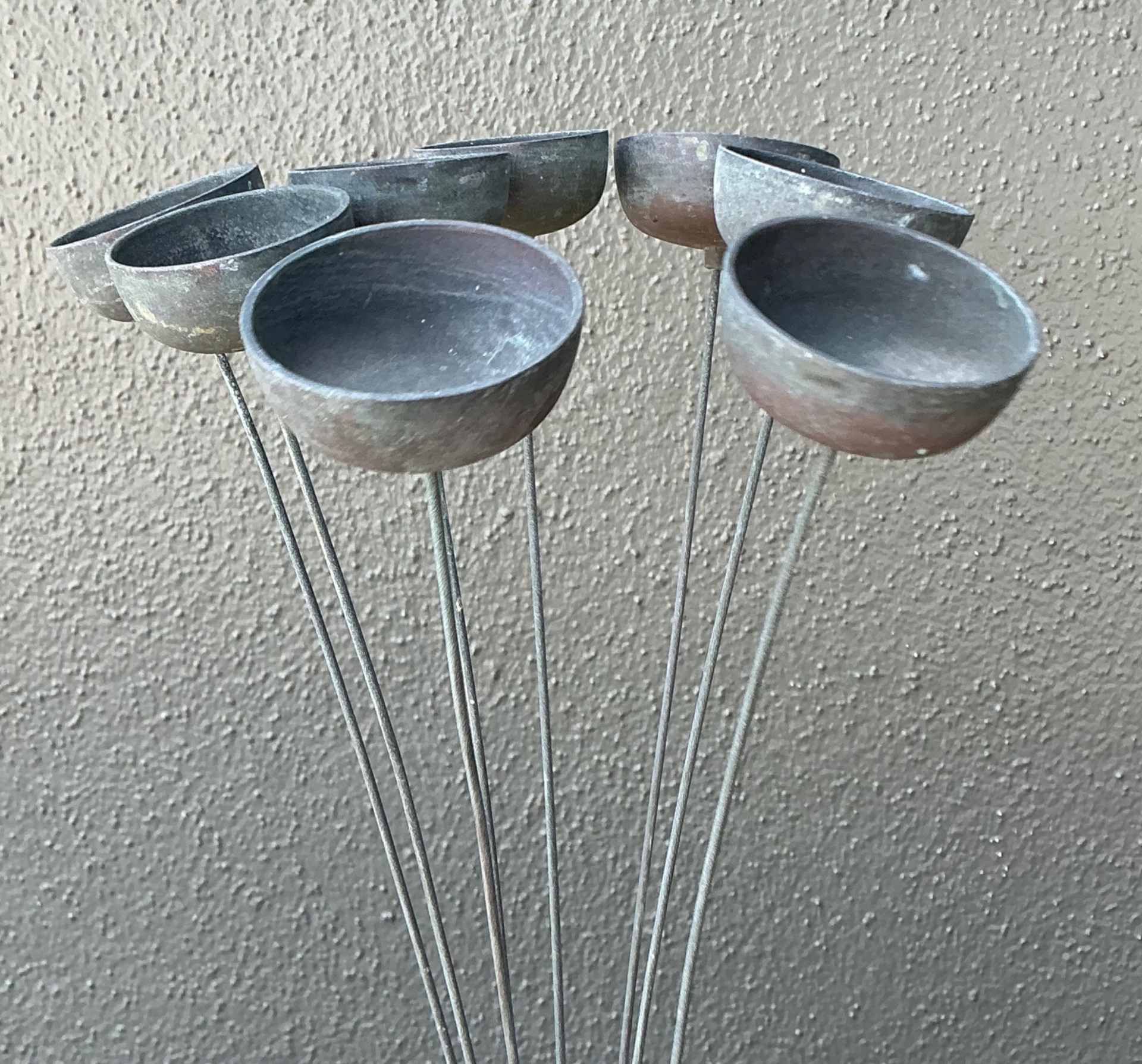 Vintage MCM Stone and Metal Abstract Wind Chime - Back view