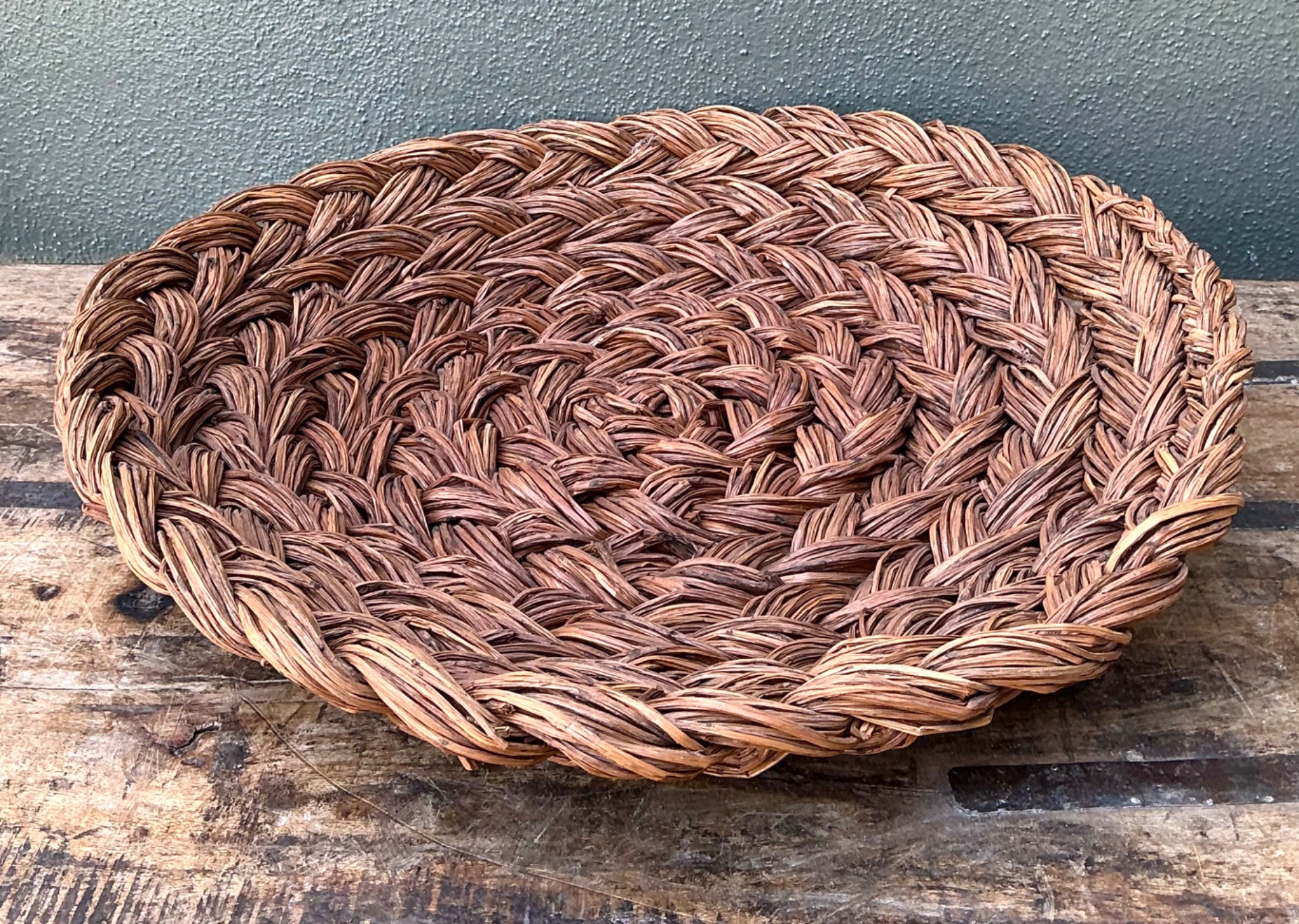 Vintage Handwoven Rattan  Bowl - Detail view