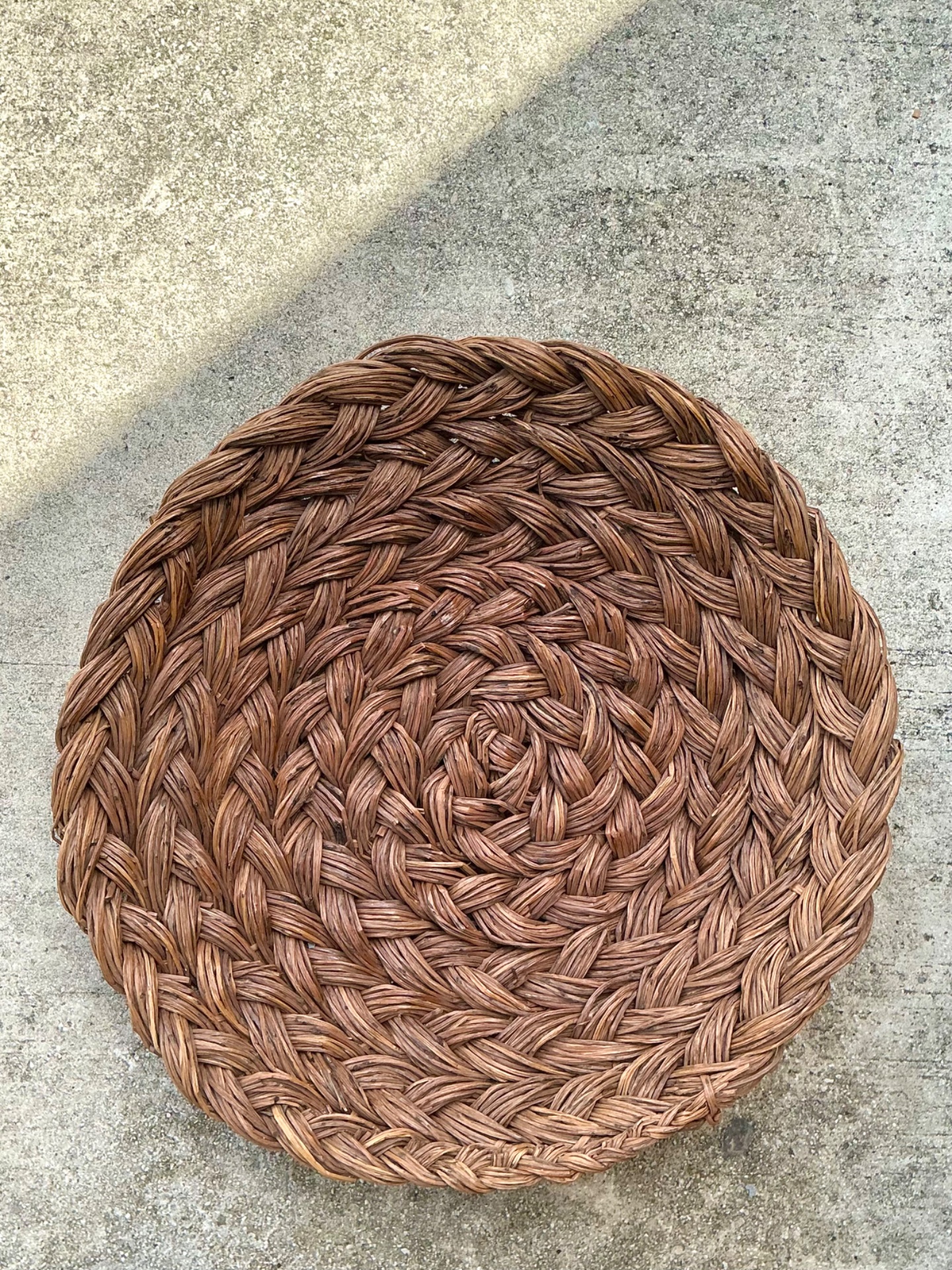 Vintage Handwoven Rattan  Bowl - Side view