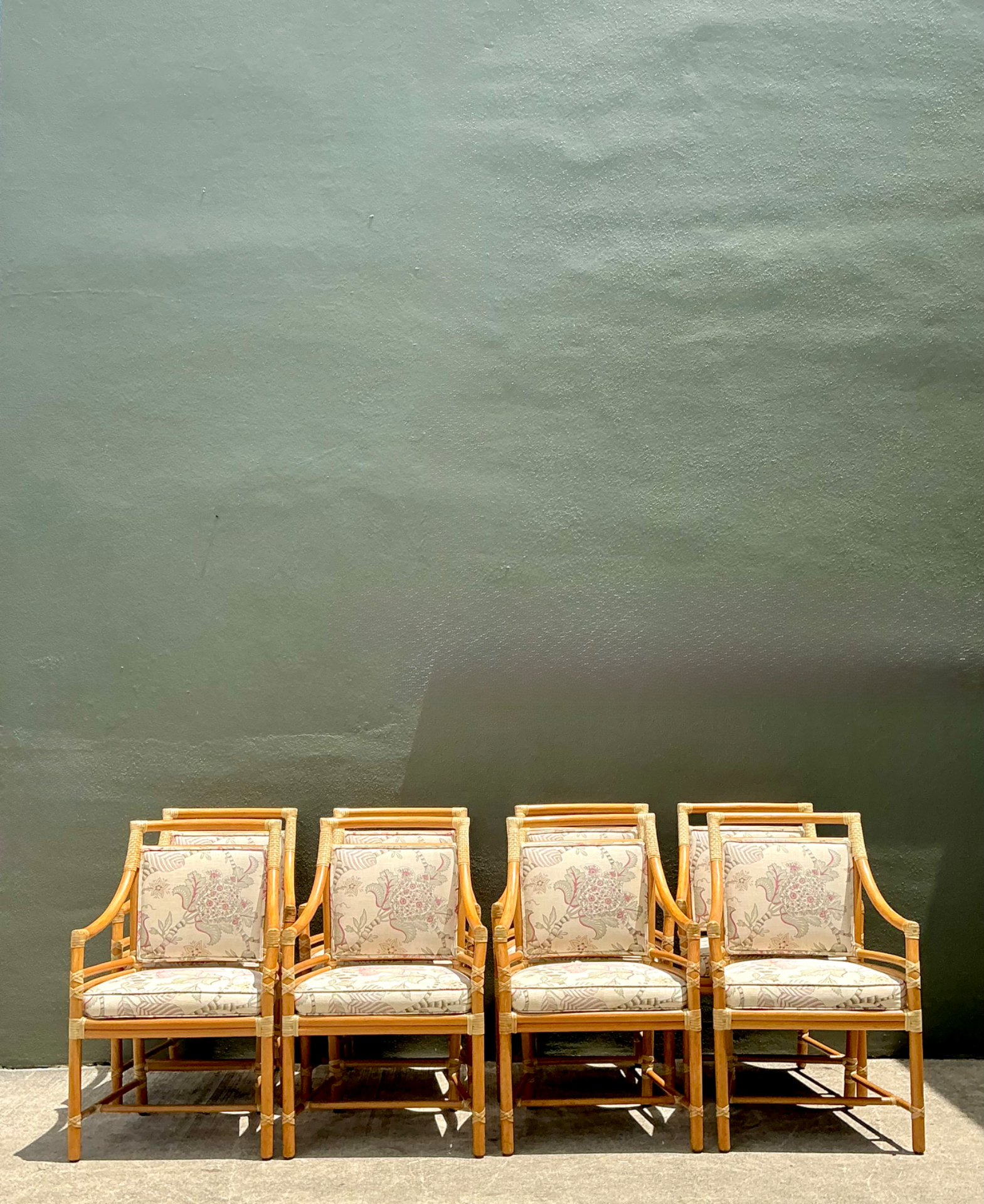 Vintage McGuire Target Back Dining Chairs - Set Of 8 - Detail view