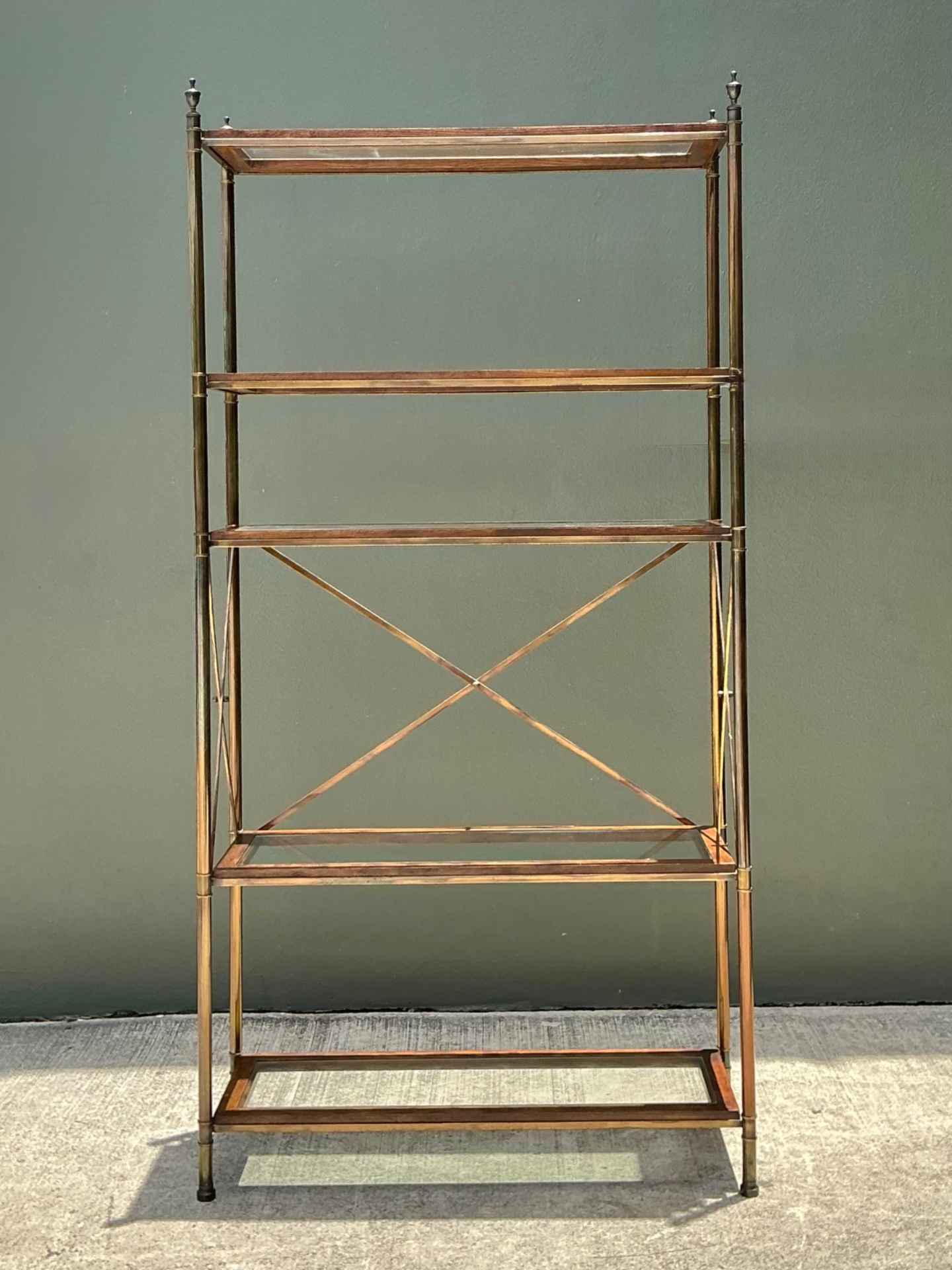 Vintage Wood And Glass Etagere - Detail view