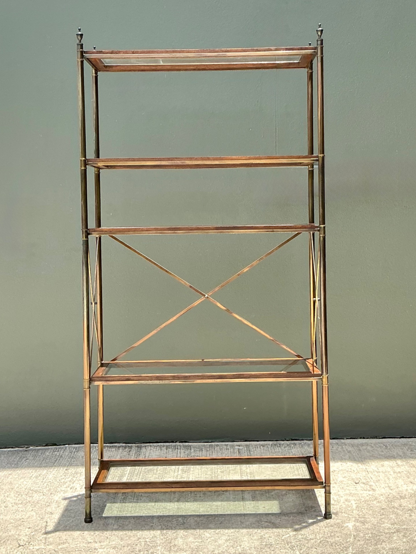 Vintage Wood And Glass Etagere - Top view