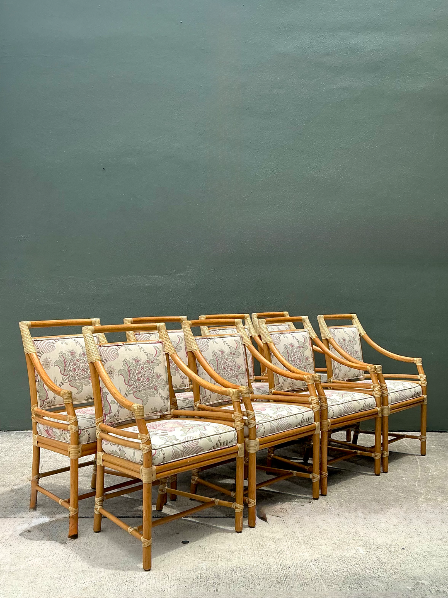 Vintage McGuire Target Back Dining Chairs - Set Of 8 - Side view