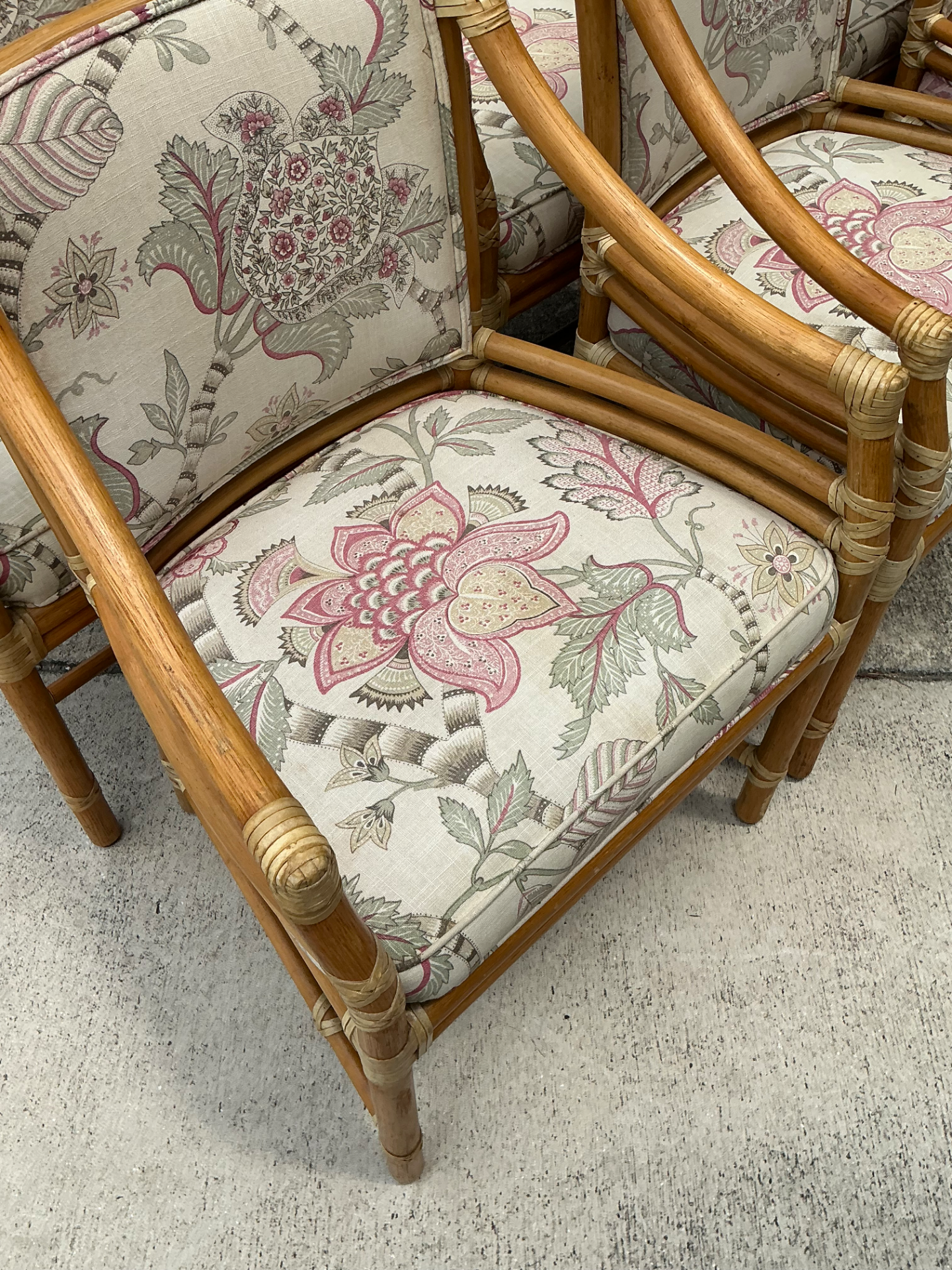 Vintage McGuire Target Back Dining Chairs - Set Of 8 - Back view
