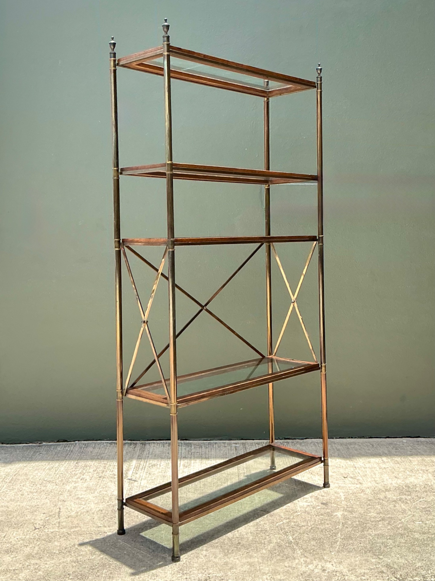 Vintage Wood And Glass Etagere - Side view
