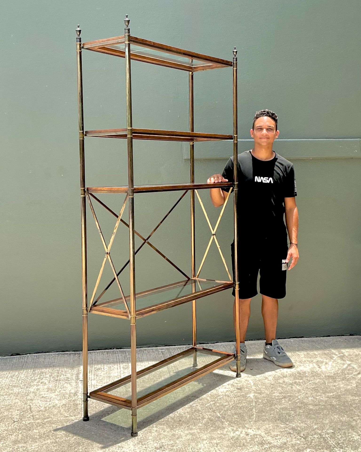 Vintage Wood And Glass Etagere - Back view