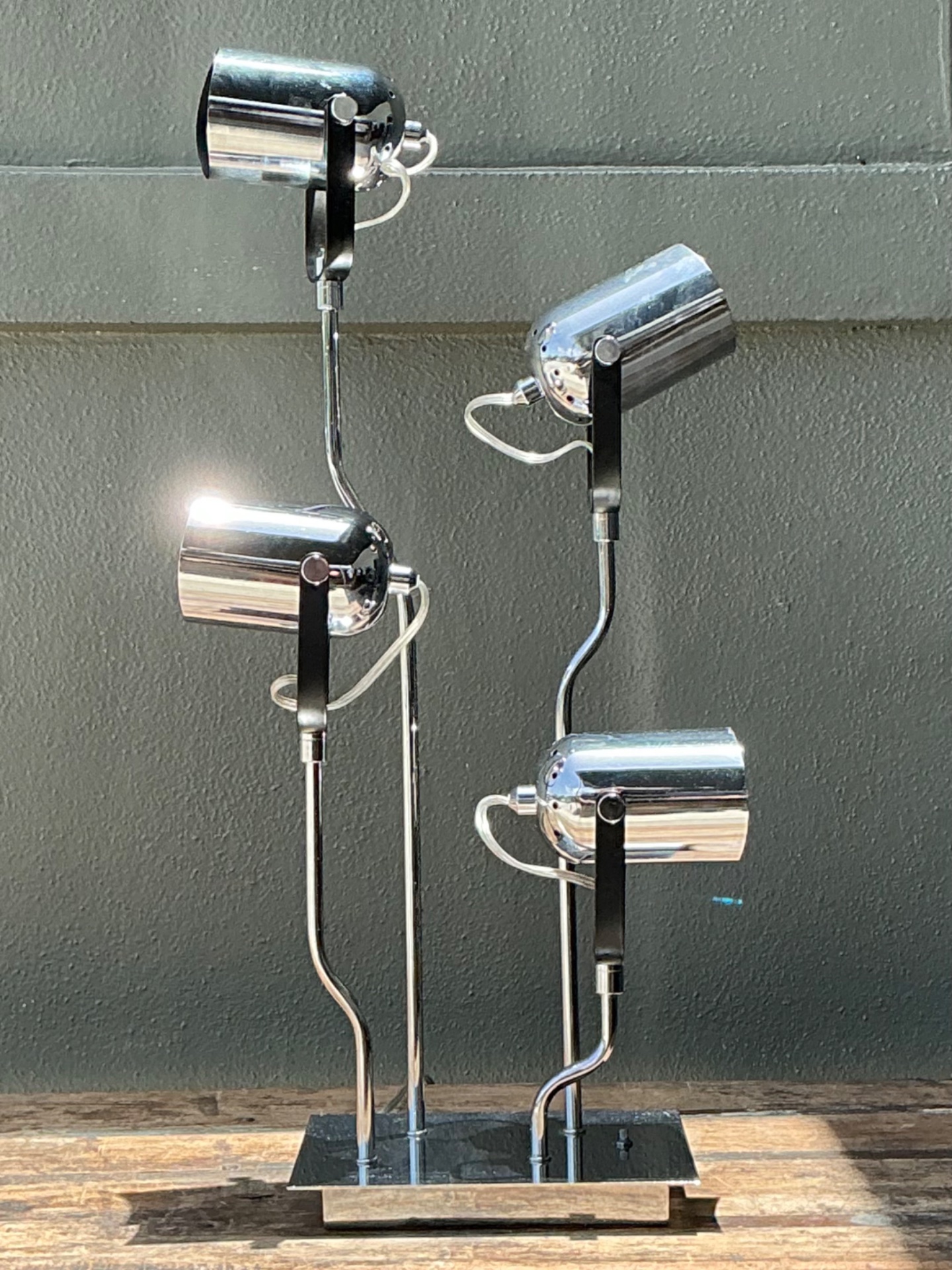 Vintage Van Teal Industrial Chrome Multi-Light Lamp - Top view