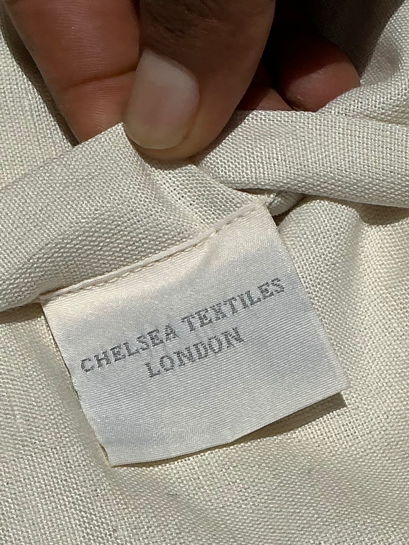 Vintage Chelsea Textile London Floral Embroidered Fabric Pillow - Top view