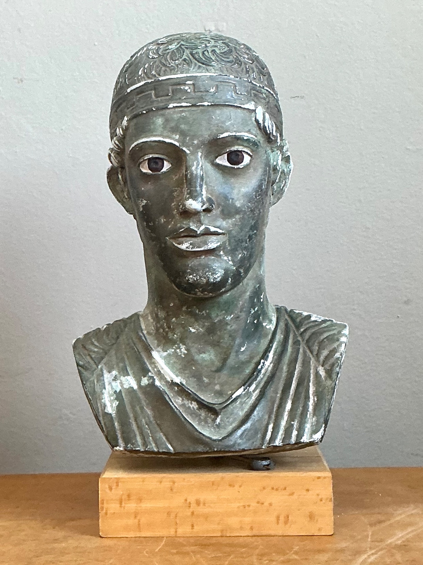 Vintage Classical Greek Style Plaster Bust - Top view