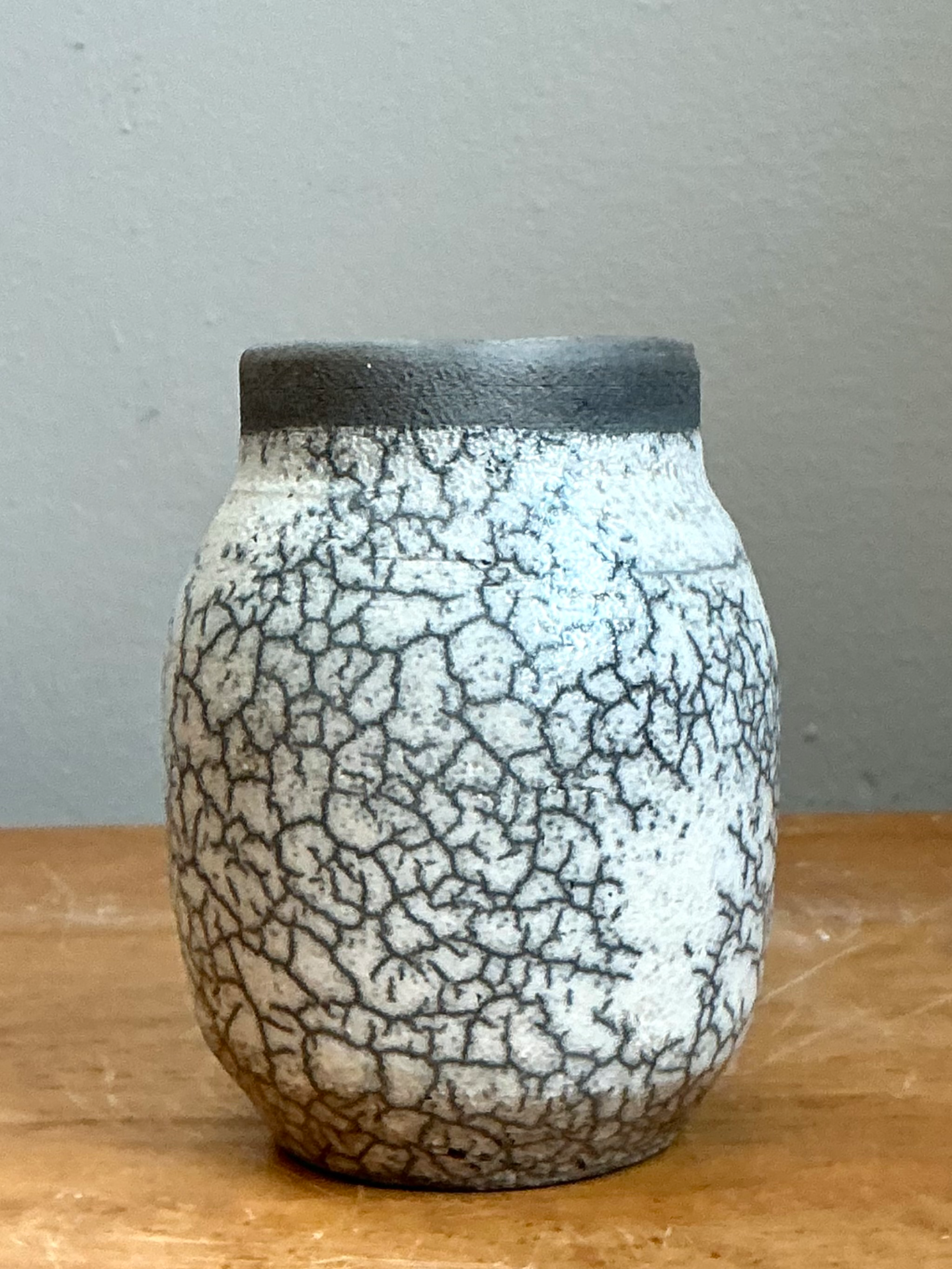 Vintage Crackle Glazed Ceramic Vase - Detail view