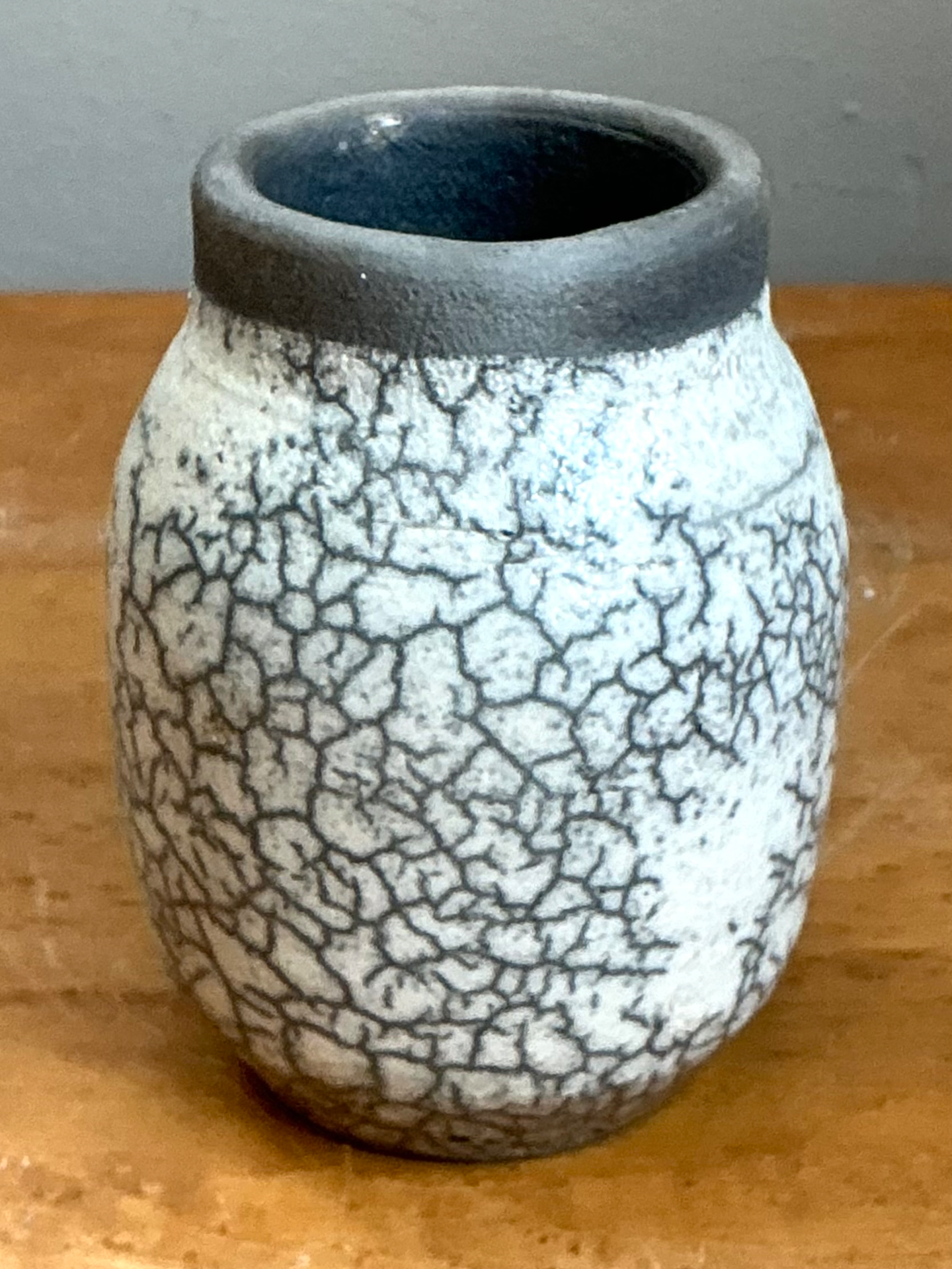 Vintage Crackle Glazed Ceramic Vase - Back view