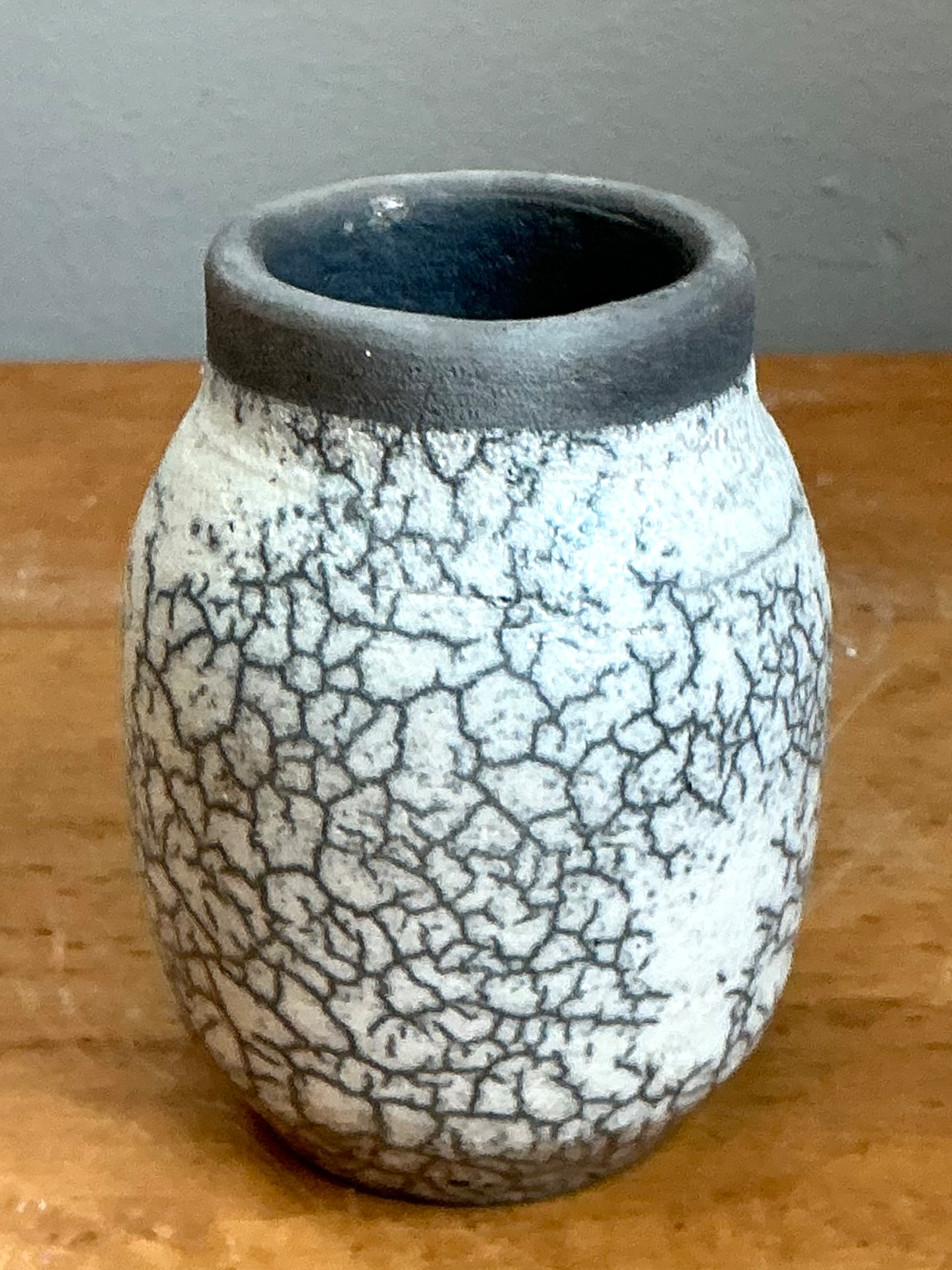 Vintage Crackle Glazed Ceramic Vase - Top view
