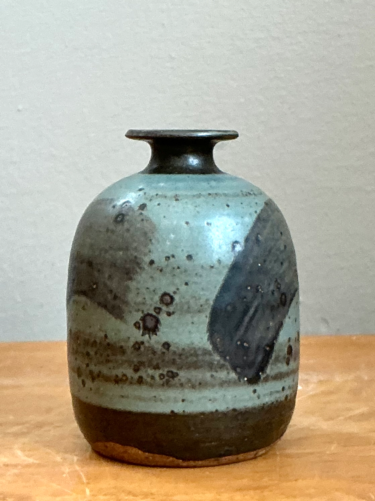 Vintage Abstract Glazed Ceramic Vase - Top view
