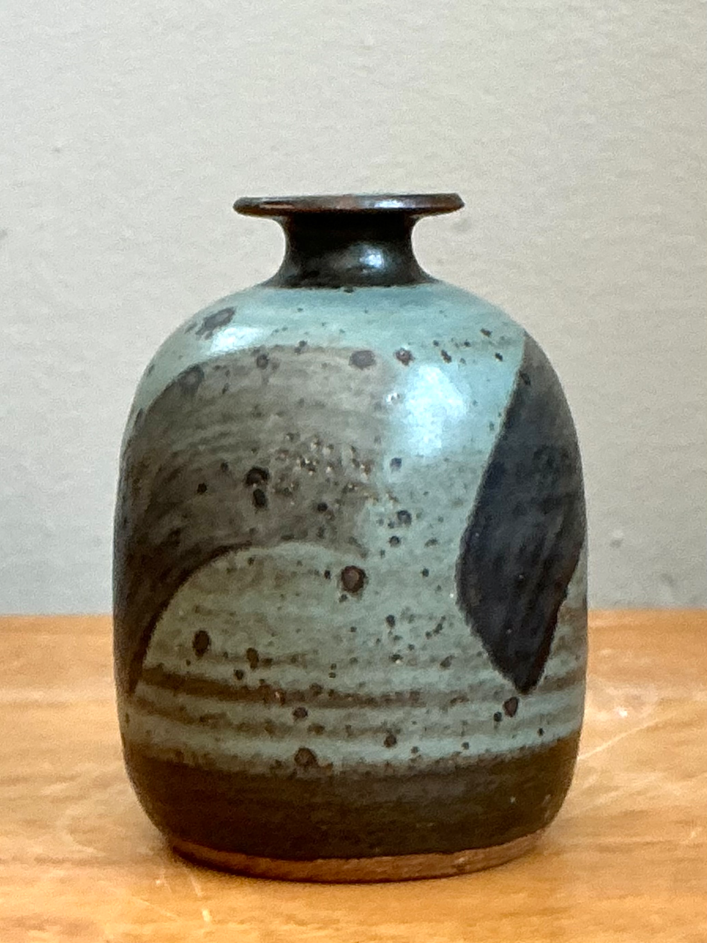 Vintage Abstract Glazed Ceramic Vase - Back view