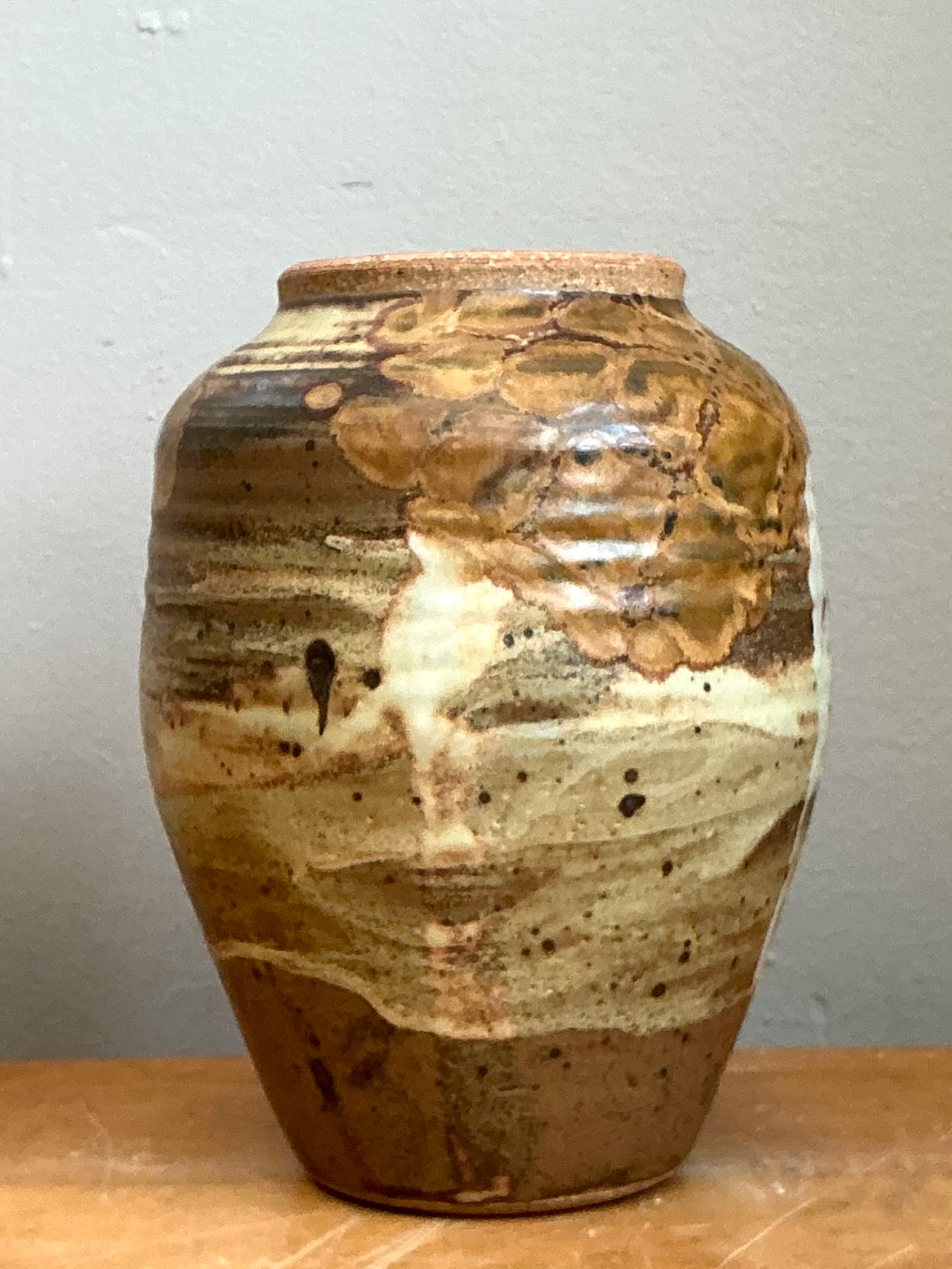 Vintage Glazed Studio Pottery Vase - Detail view