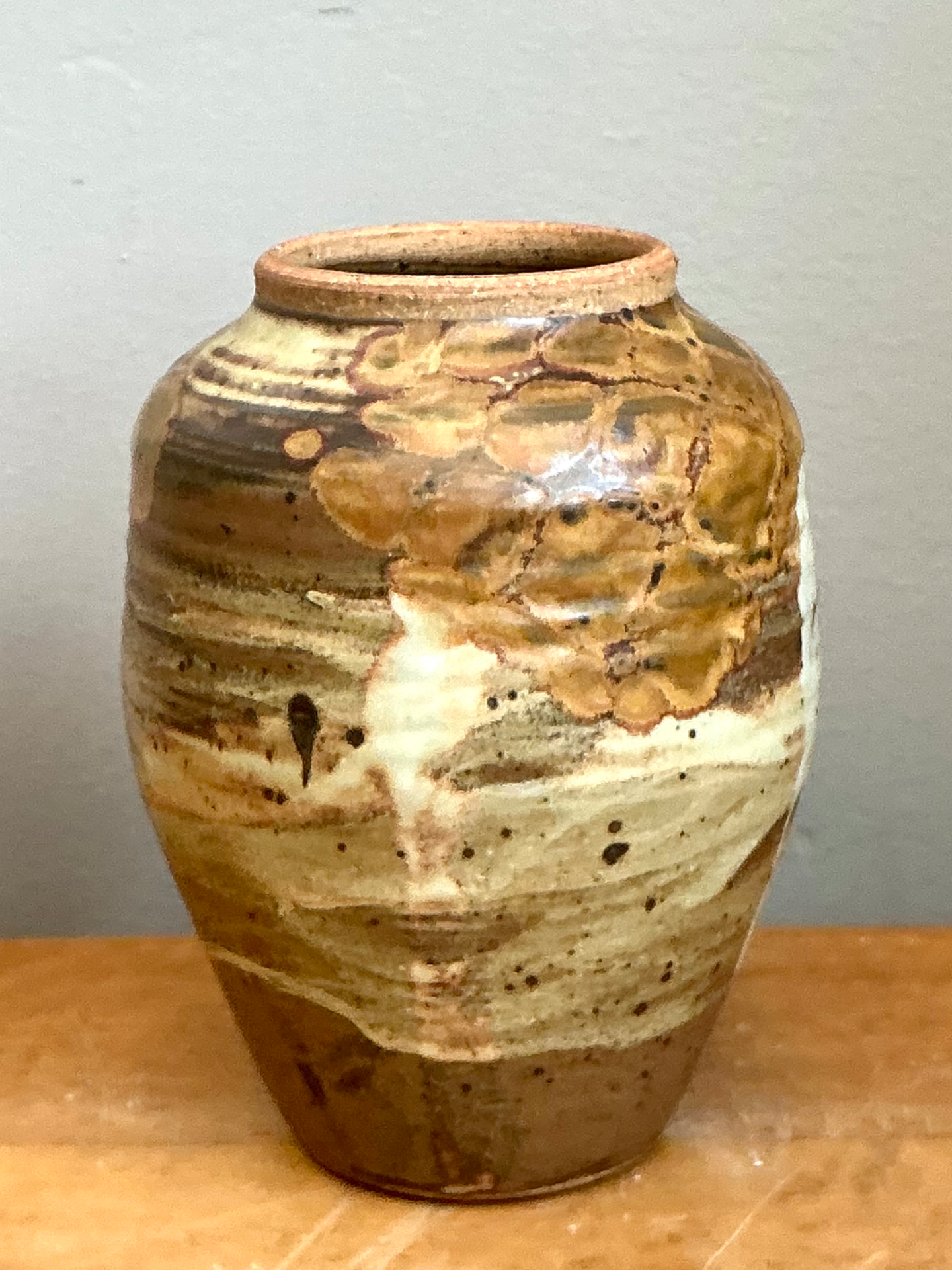 Vintage Glazed Studio Pottery Vase - Back view