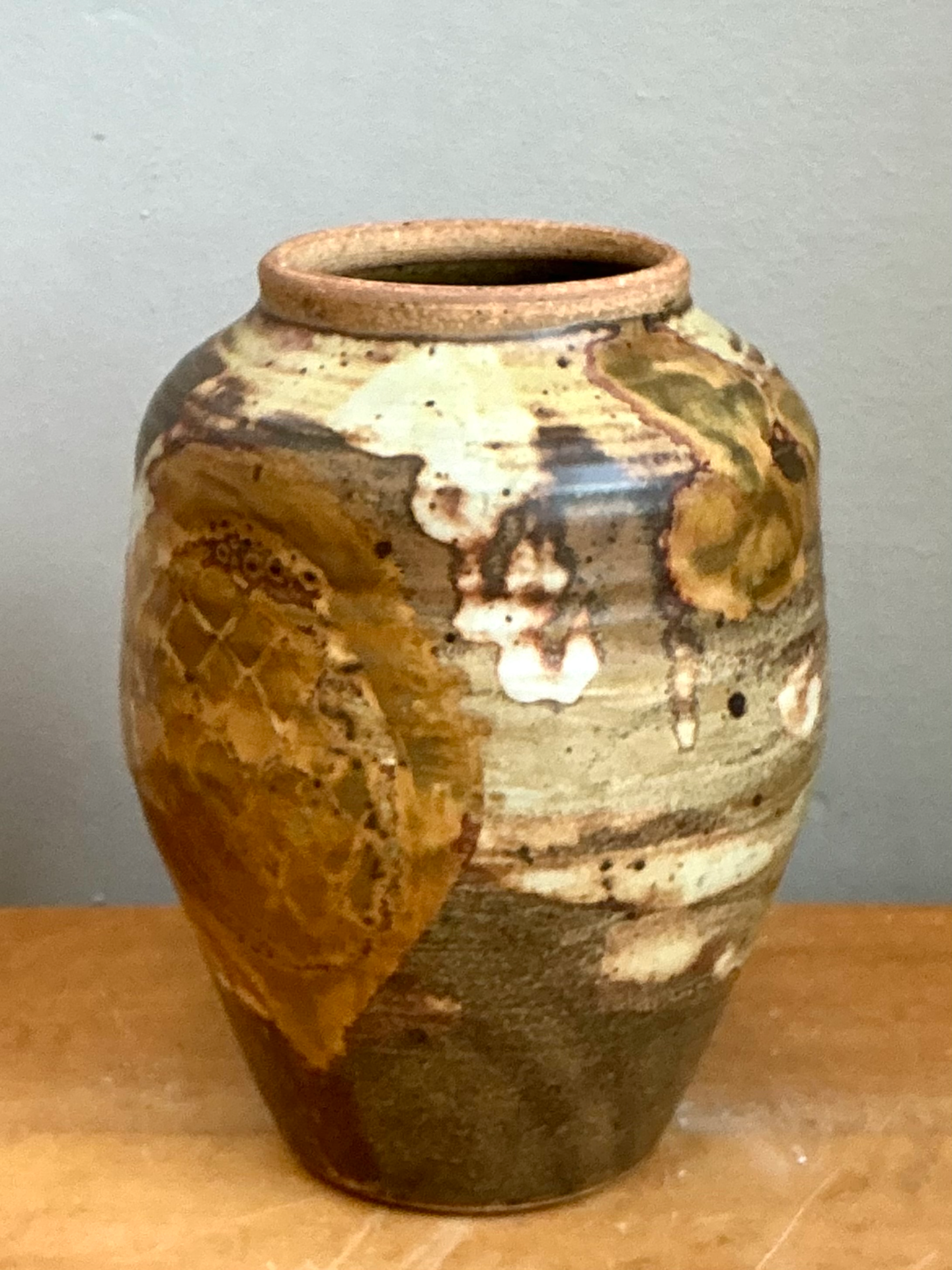 Vintage Glazed Studio Pottery Vase - Side view