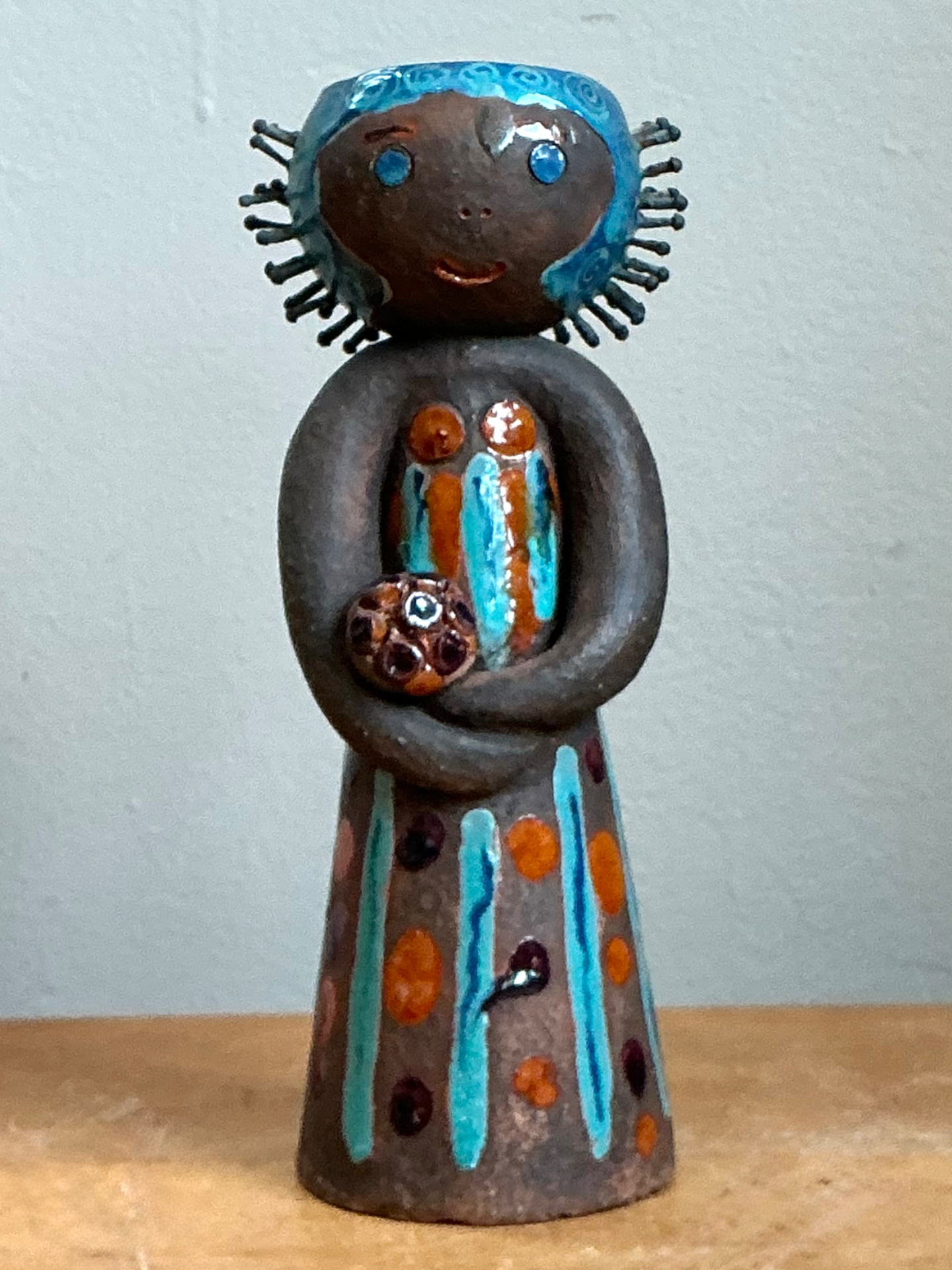 Vintage Hand Painted Ceramic Figurine Candlestick - Side view