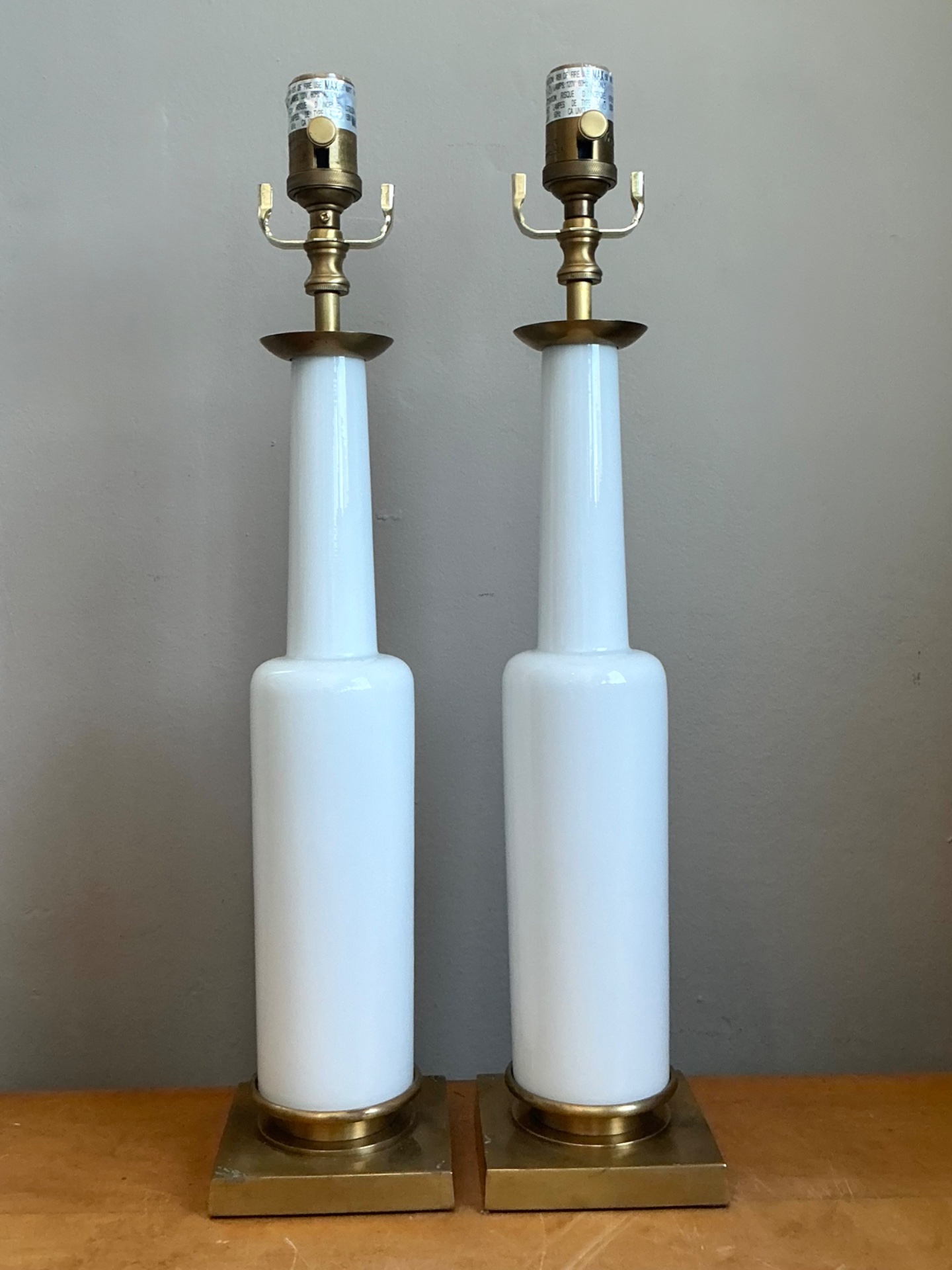 Vintage Mid-Century Modern Style White Ceramic Table Lamps - Side view
