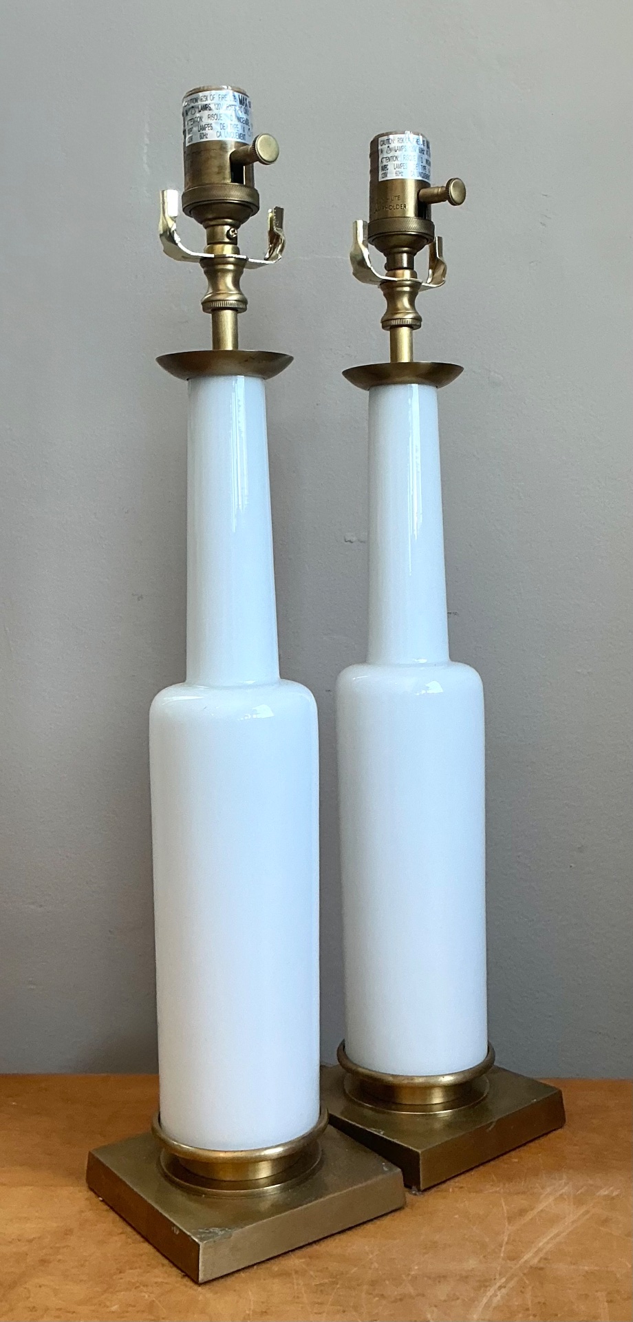 Vintage Mid-Century Modern Style White Ceramic Table Lamps - Top view