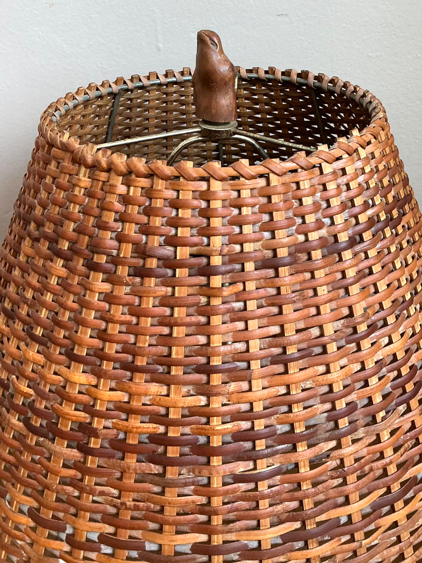 Vintage Woven Rattan Lamp Shade - Top view